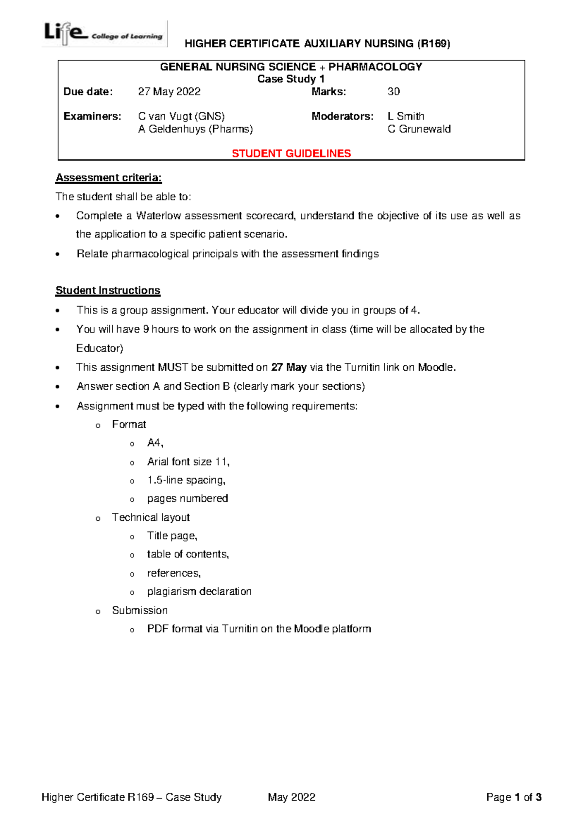 R169 GNS & Pharm Case Study: Mrs. Zazi's Nursing Assessment Guide - Studocu