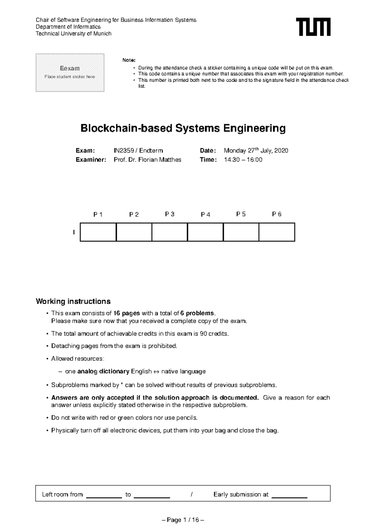 Exam20 - Exam - Chair of Software Engineering for Business Information ...