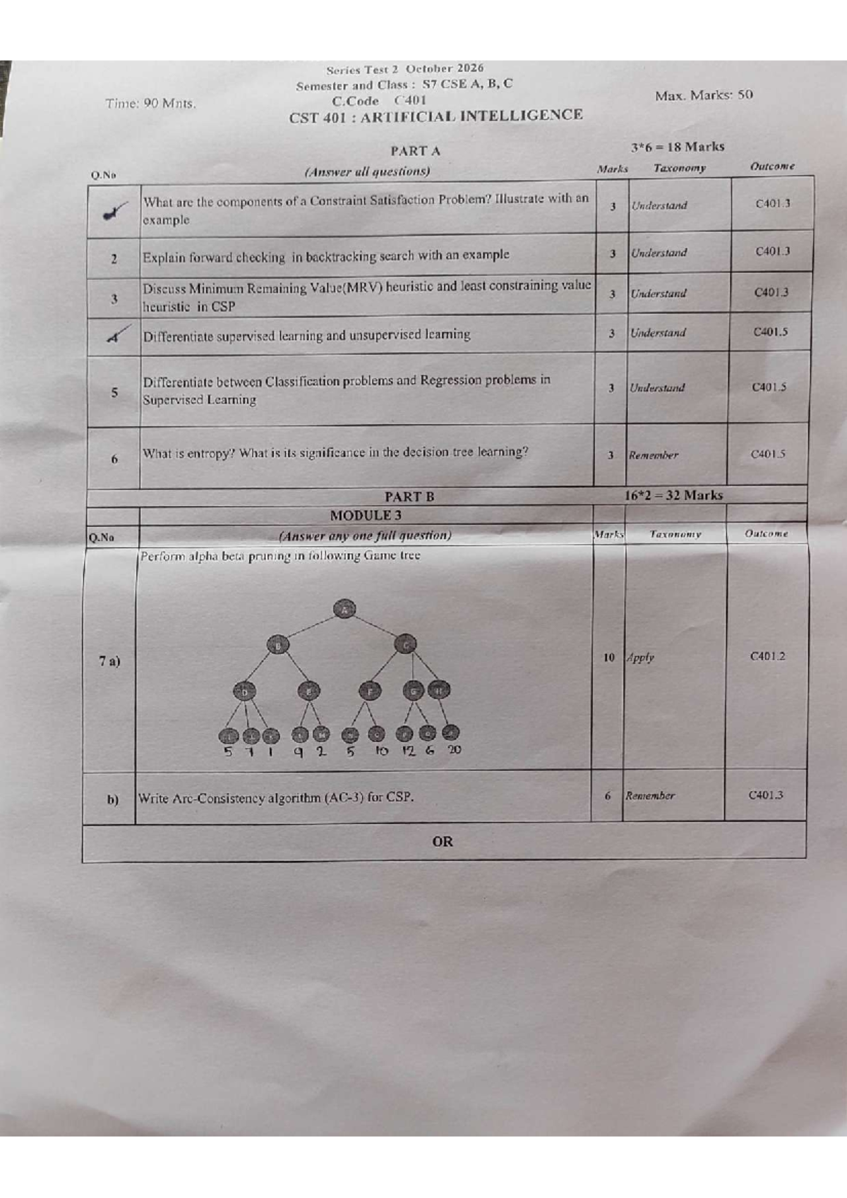CST 401 Series Test 2 - AI Question Paper (Oct 2026) - Studocu