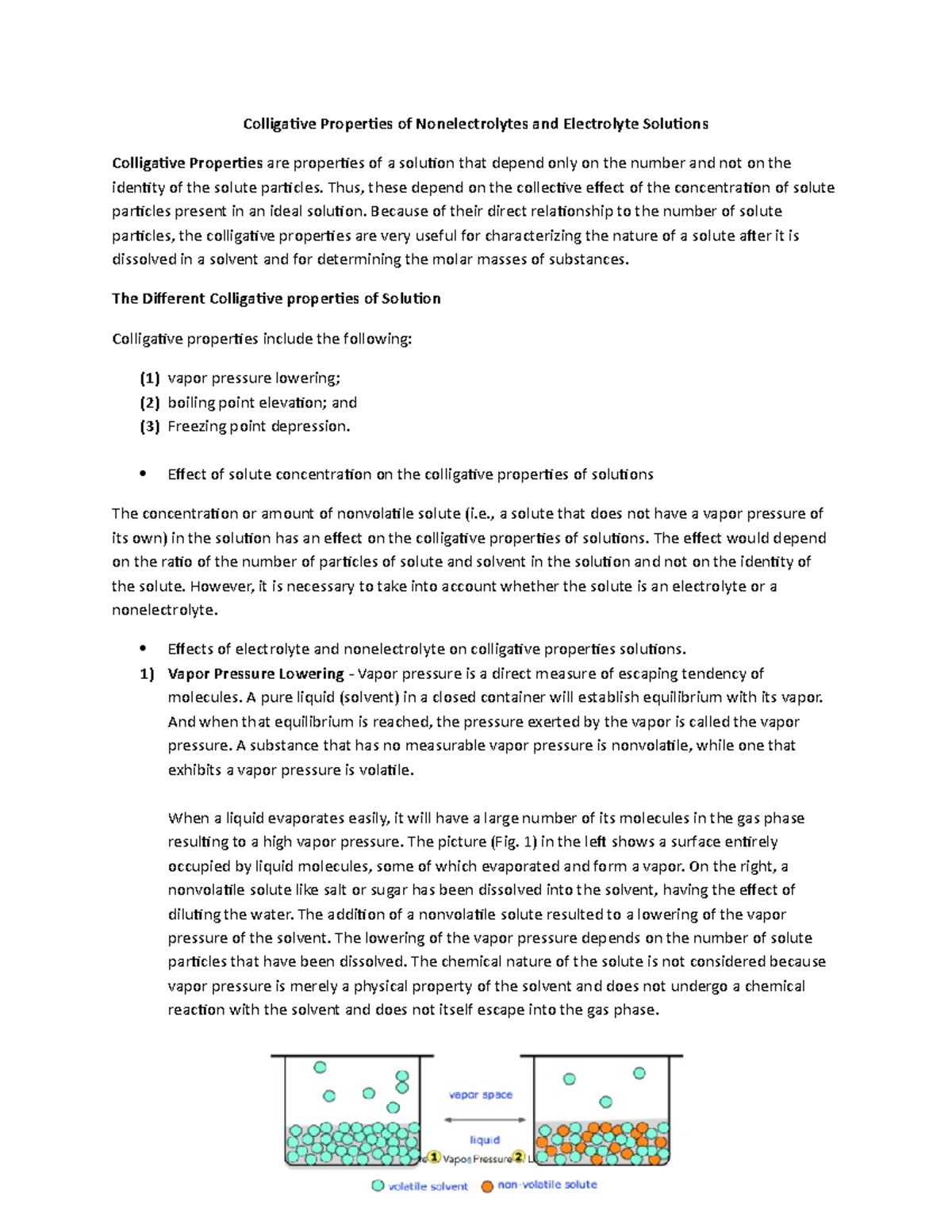 Nonelectrolytes and Electrolyte Solutions - Notess - Colligative ...