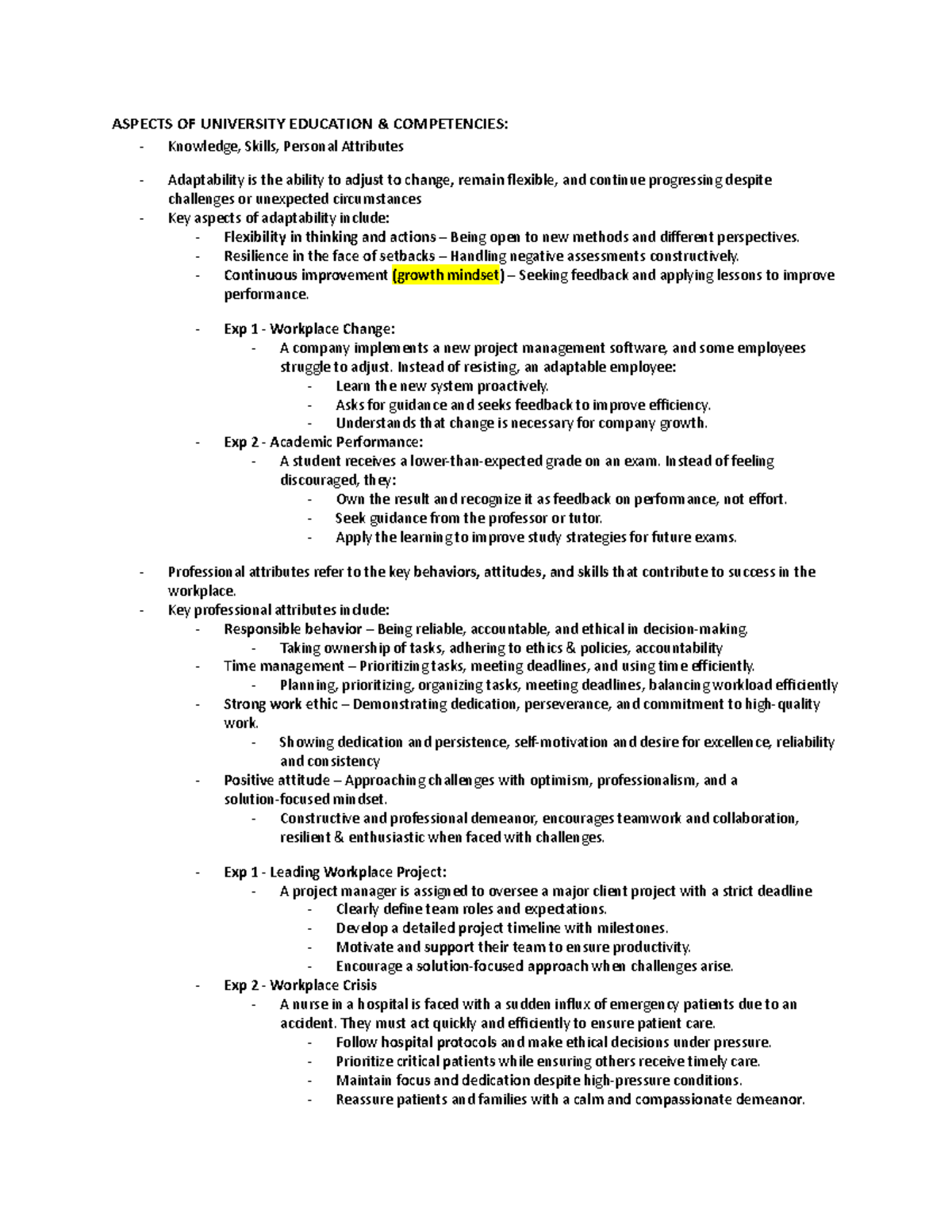 Midterm Study Notes on Competencies & Integrity - BU121 - Studocu