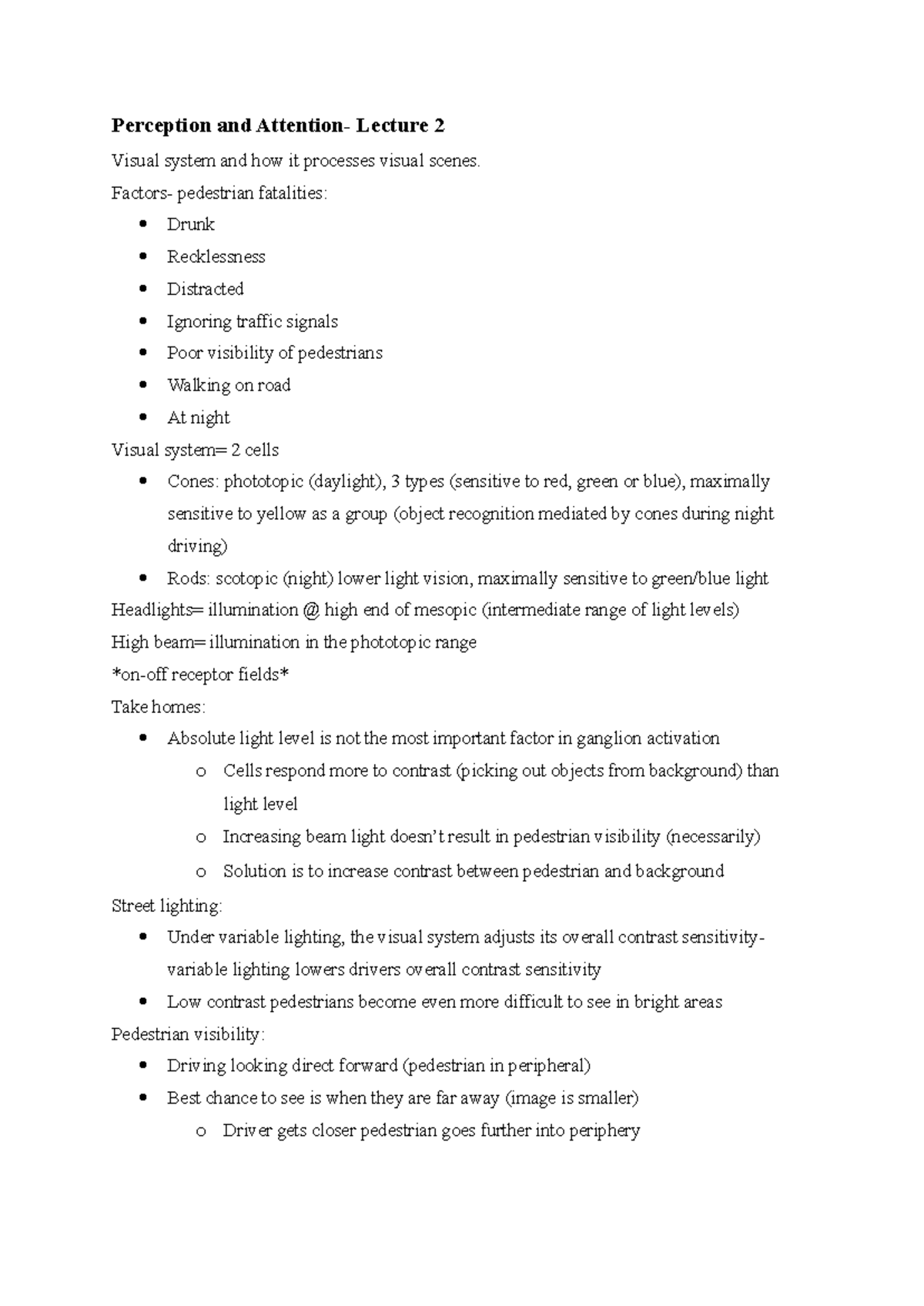 Lecture Notes: Attention and Perception (Lecture 2) on Visual Systems ...