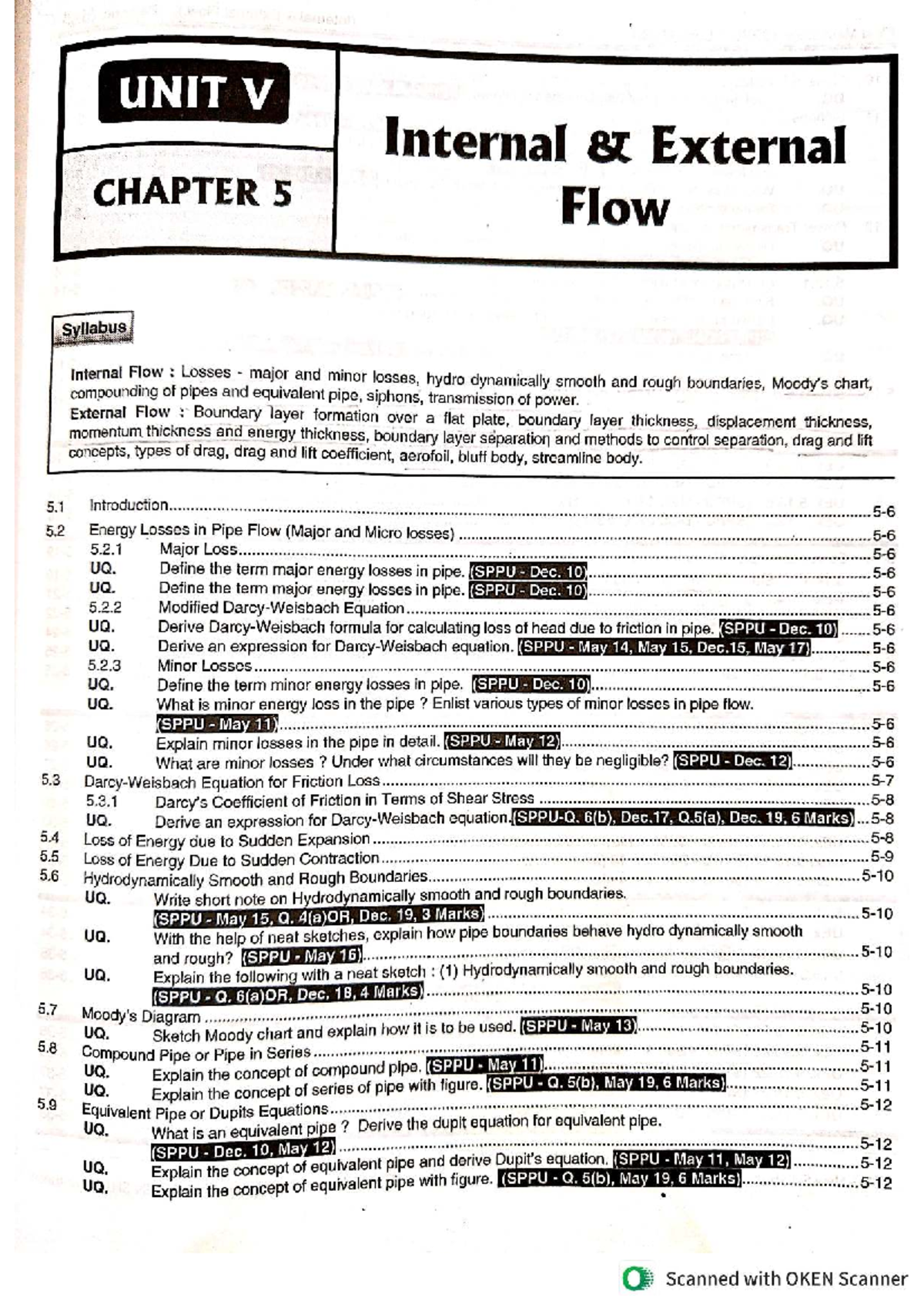 Fluid Mechanics (FM) Unit 5: Internal and External Flow Analysis - Studocu