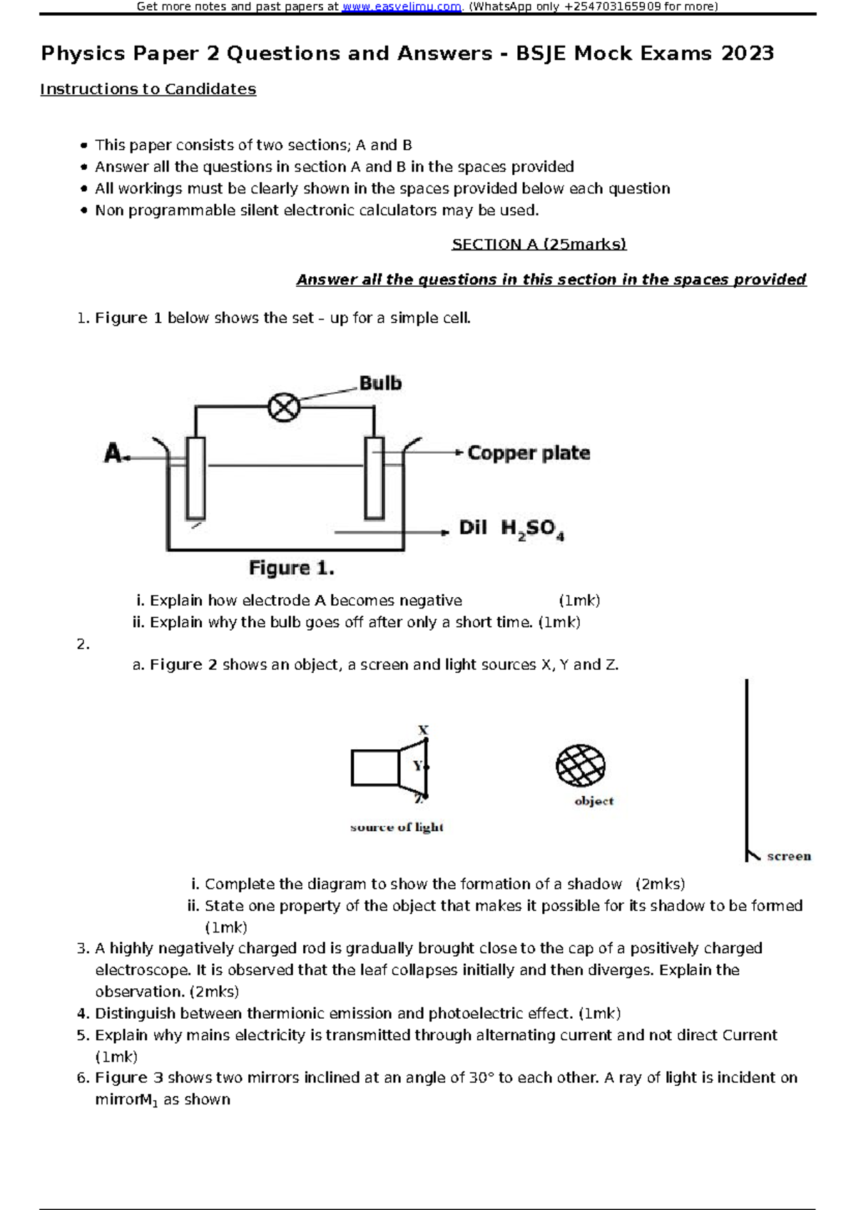 Physics Paper 2 Mock Exam Questions & Answers - BSJE 2023 - Studocu