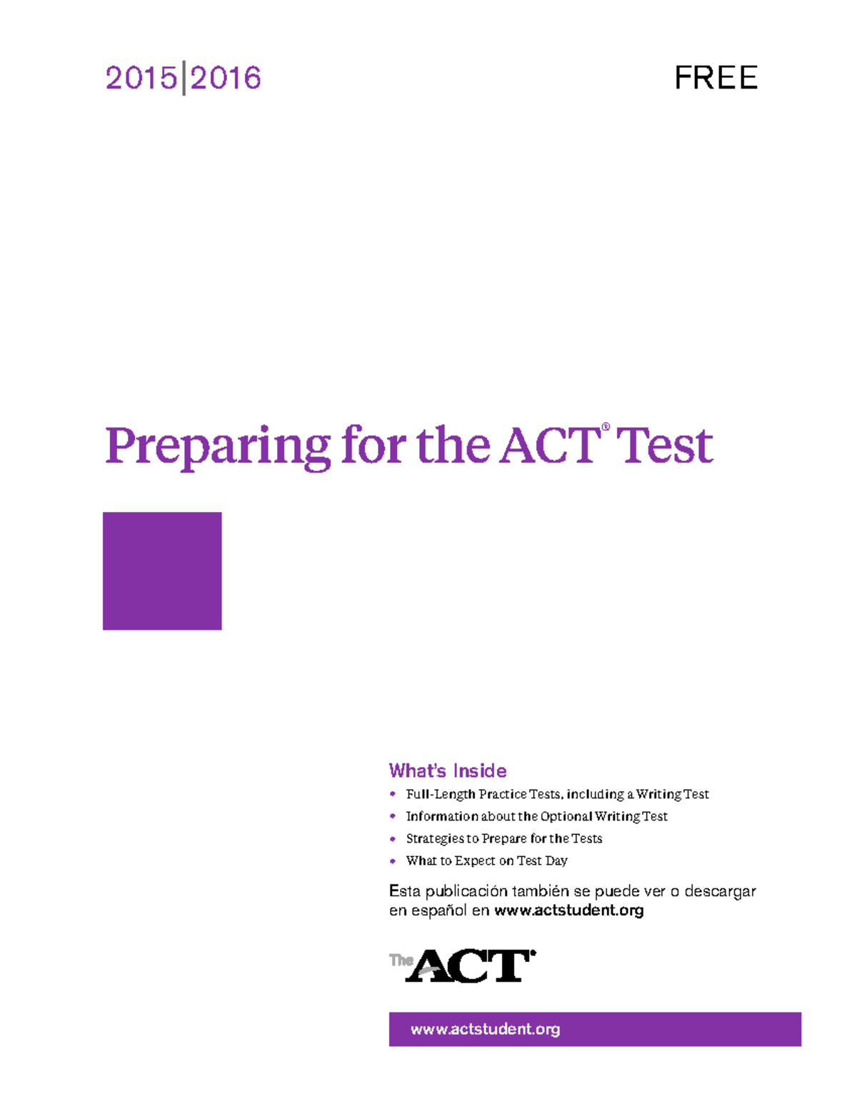 ACT - 1572CPRE - Comprehensive Practice Test Guide - Studocu