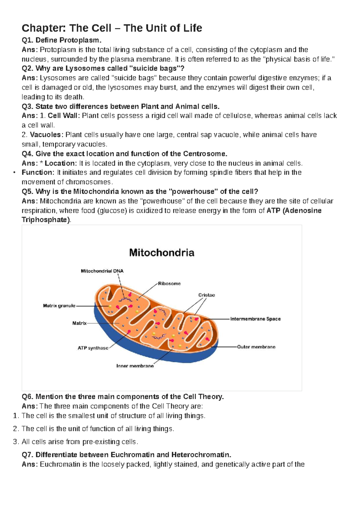 Chapter 1: The Cell - Key Concepts and Definitions in Biology - Studocu