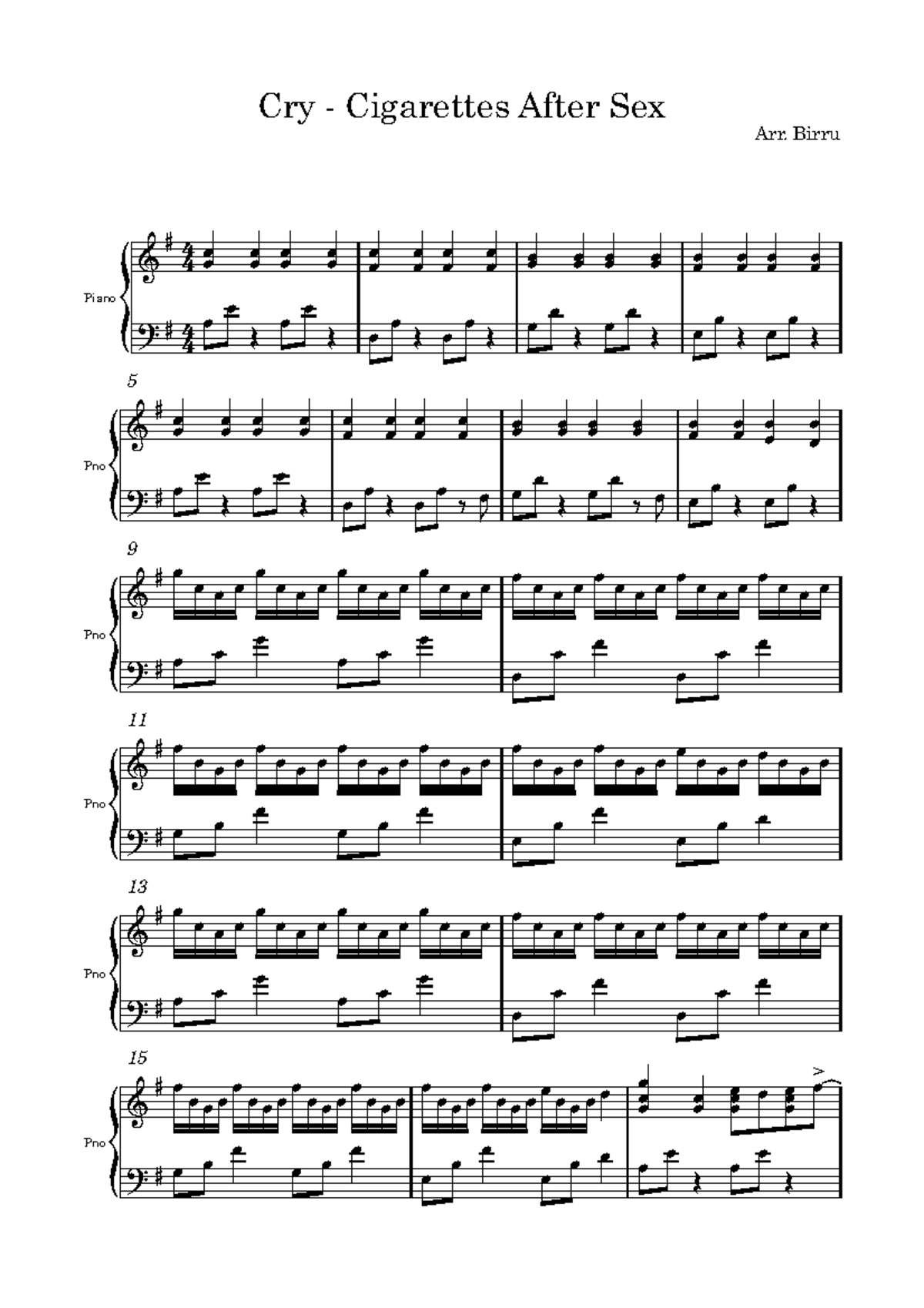 cry cigarettes after chords piano Pno Arrangement of 