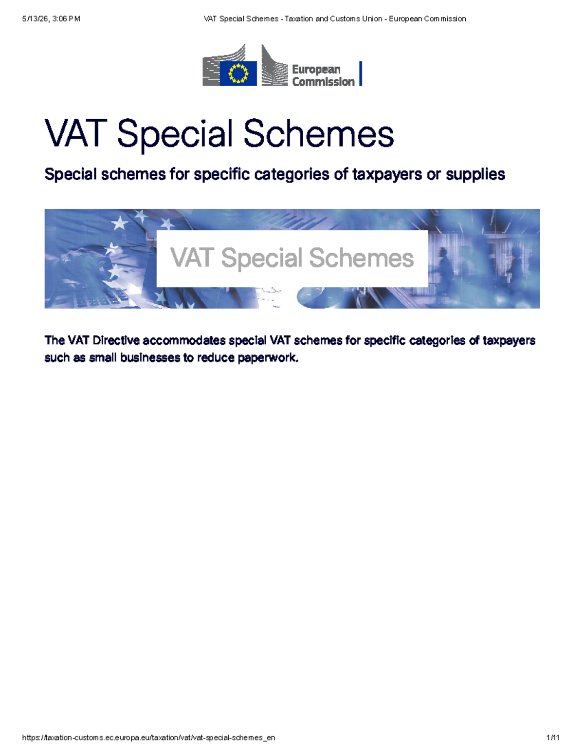 VAT Special Schemes Overview - Taxation and Customs Union - Studocu