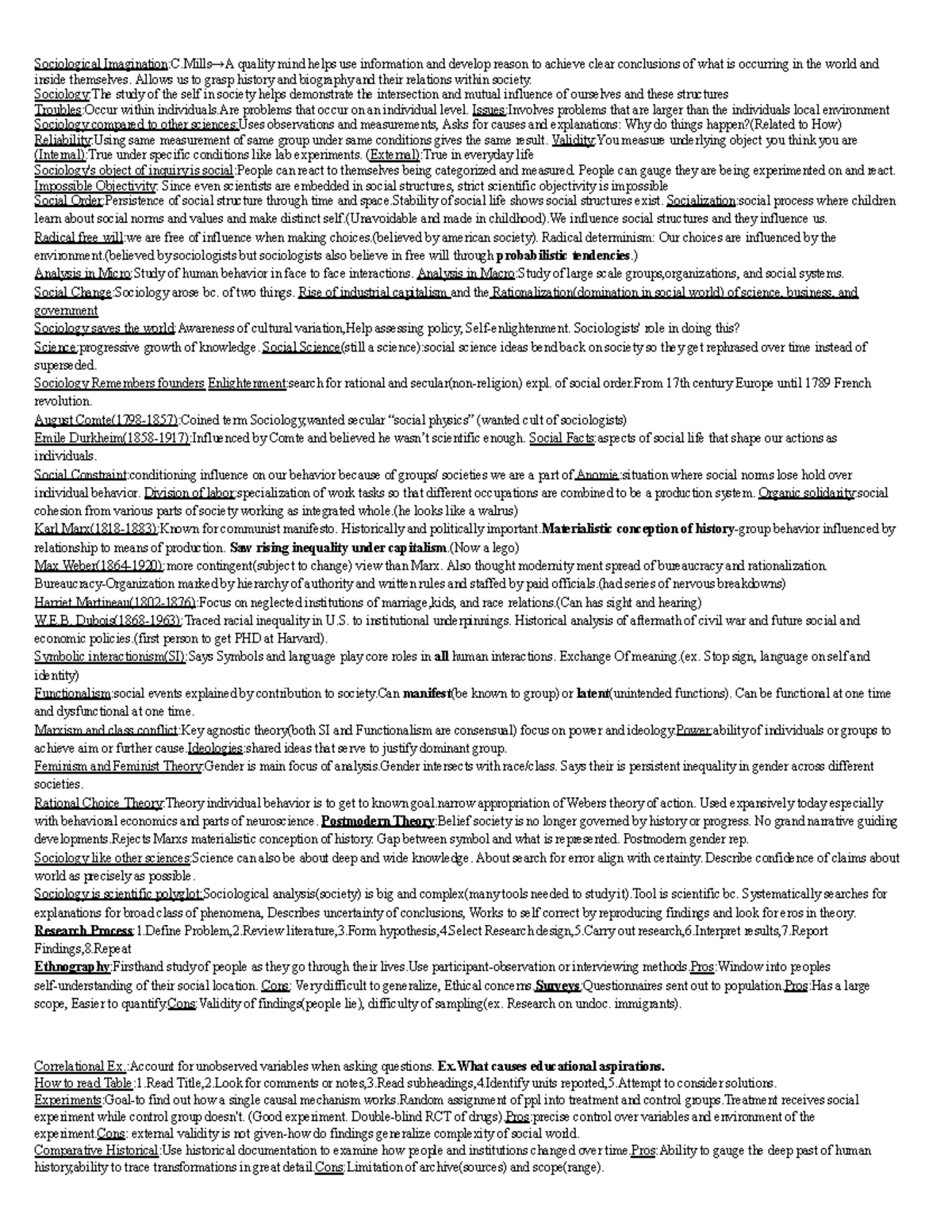 Sociology Midterm 1 Comprehensive Study Guide - Studocu