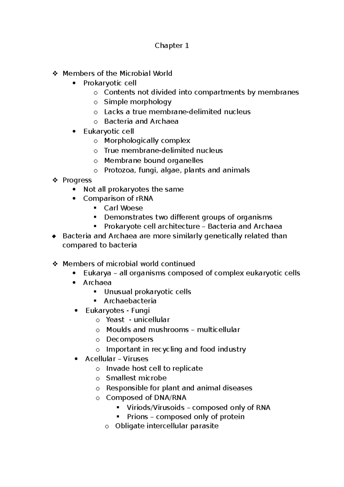 Chapter 1 - Members of the Microbial World: Prokaryotes & Eukaryotes ...