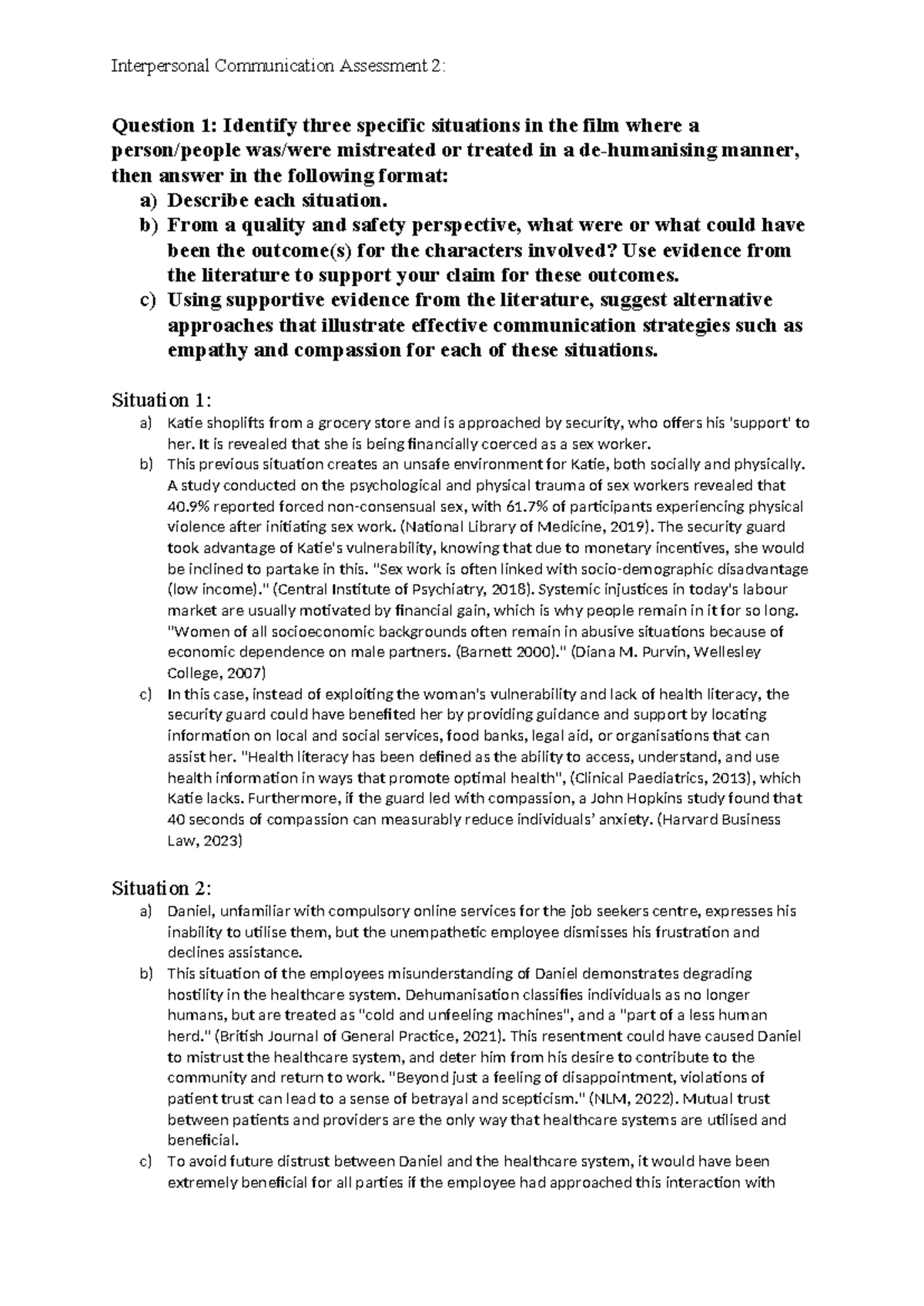 Interpersonal Communication Assessment 2 - Question 1: Identify three ...
