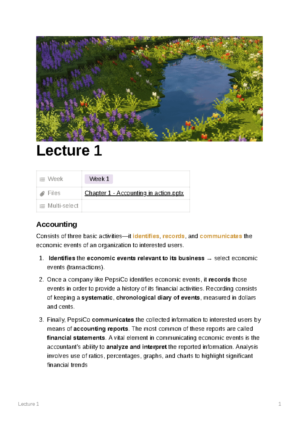 Lecture 1 - Summary of Chapter 1: Accounting Principles Overview - Studocu