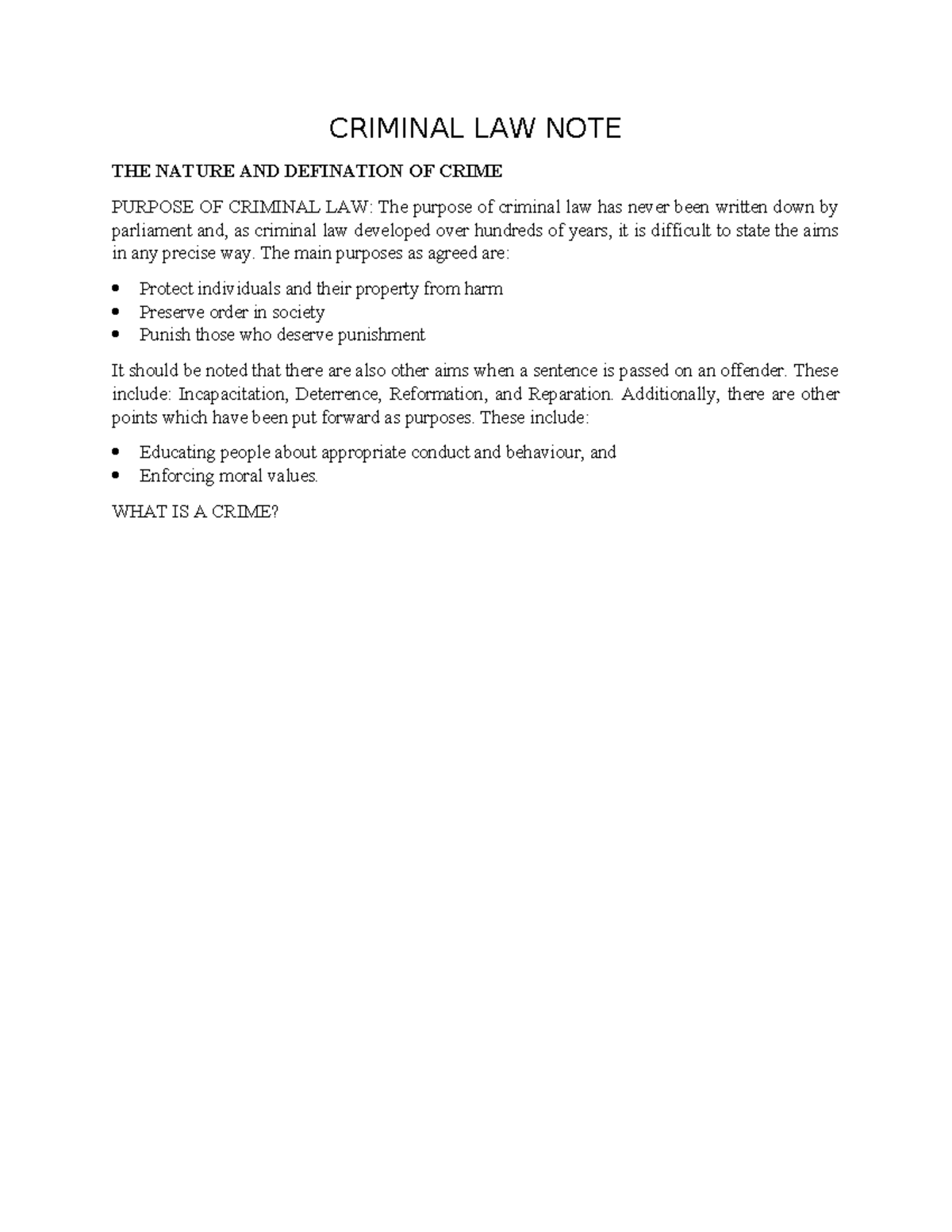 Criminal LAW NOTE - The note covers eighty per cent of the syllabus ...