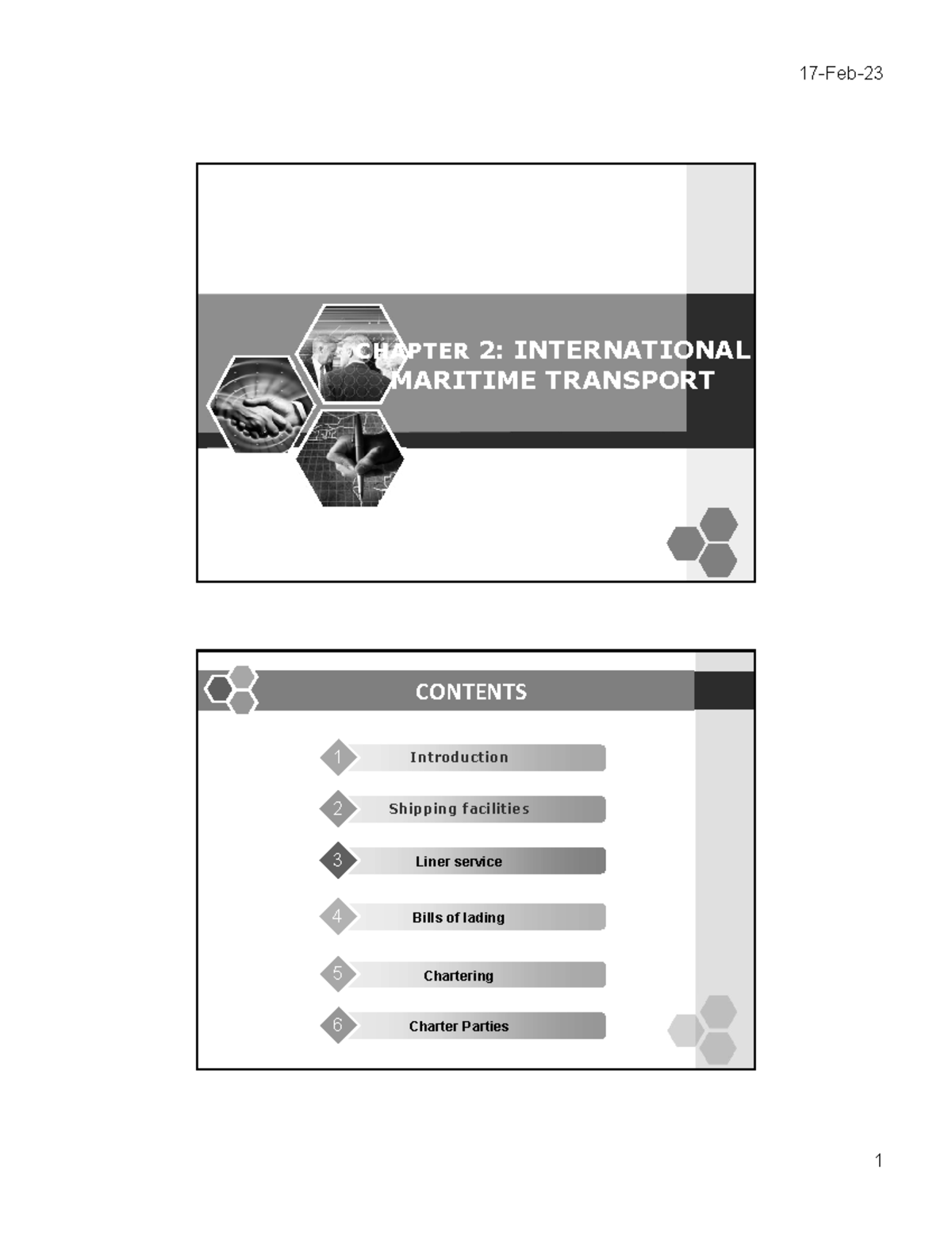 Chapter 2: International Maritime Transport - Studocu