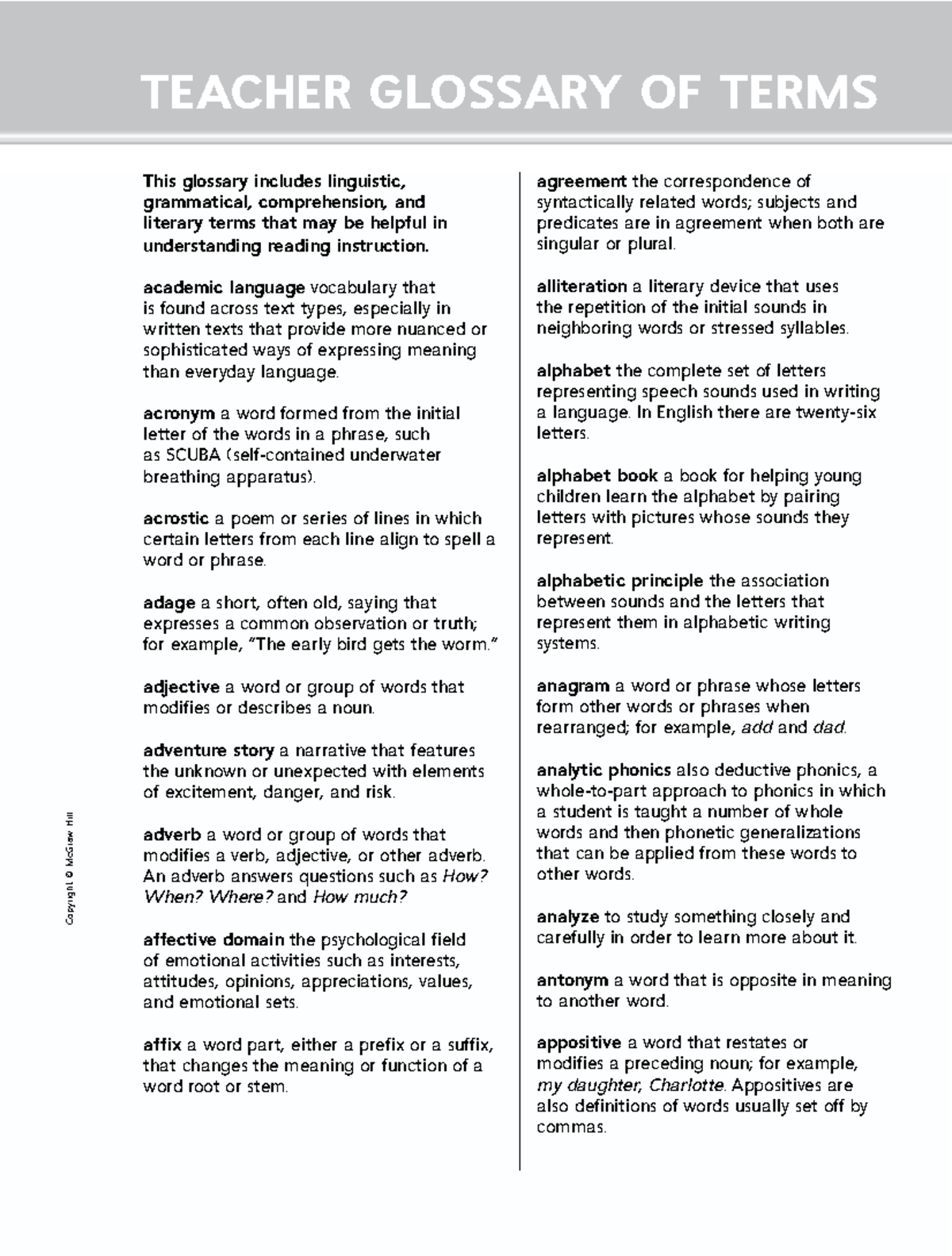 Announcement (Glossary-of-terms Teachers) - This glossary includes ...