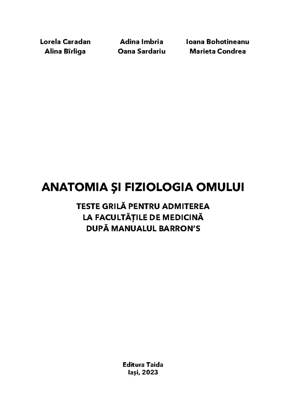 Teste Grilă pentru Admitere la Medicină - Manual Barron - Document Preview