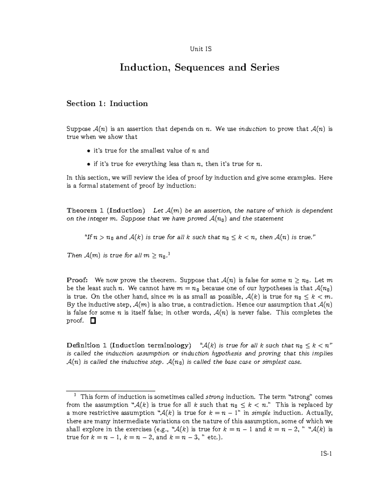 Inductions, Sequences & Series: Proof Techniques in Math IS - Studocu