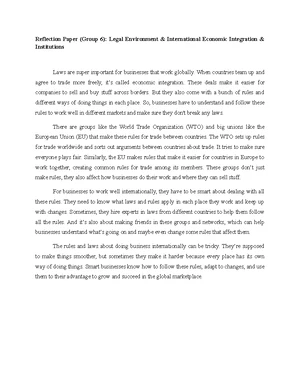 Reflection Paper: Globalization & International Business Insights - Studocu