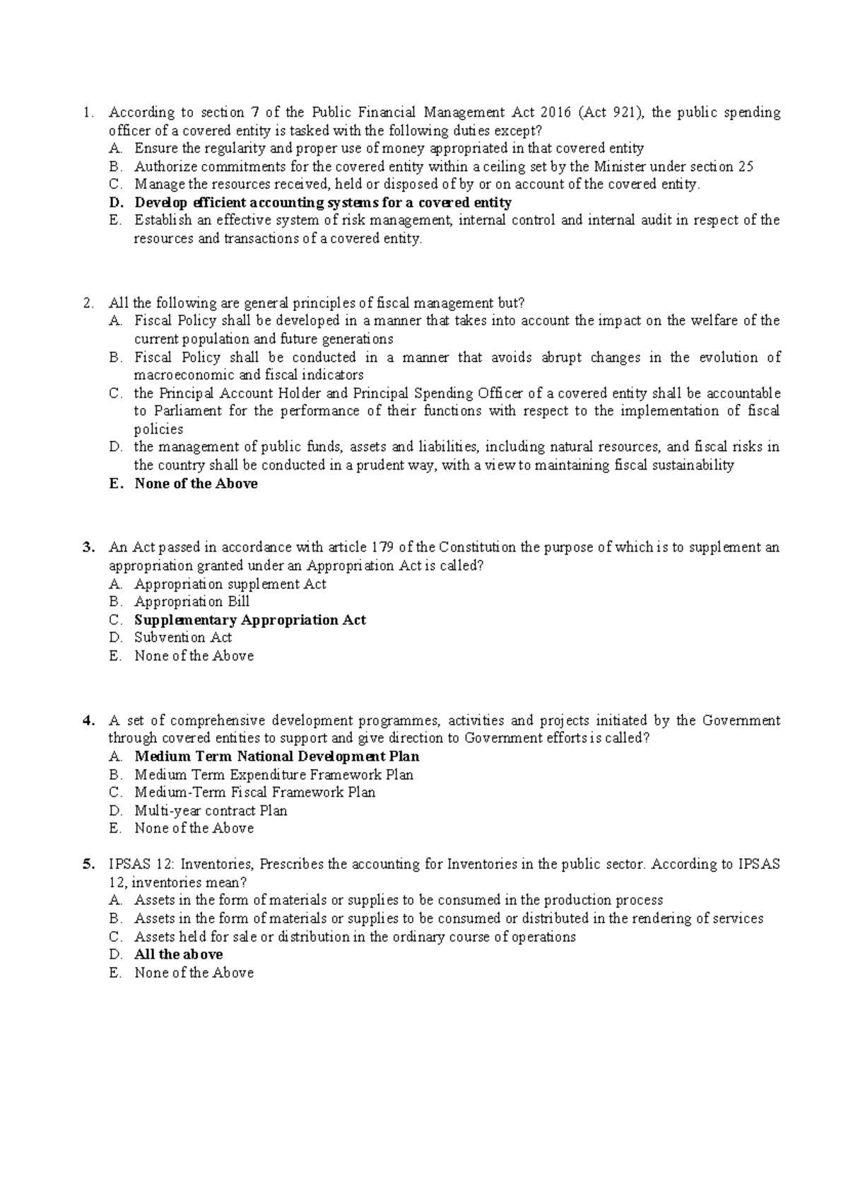 PSAF - Public Financial Management Act 2016 Study Guide - Studocu
