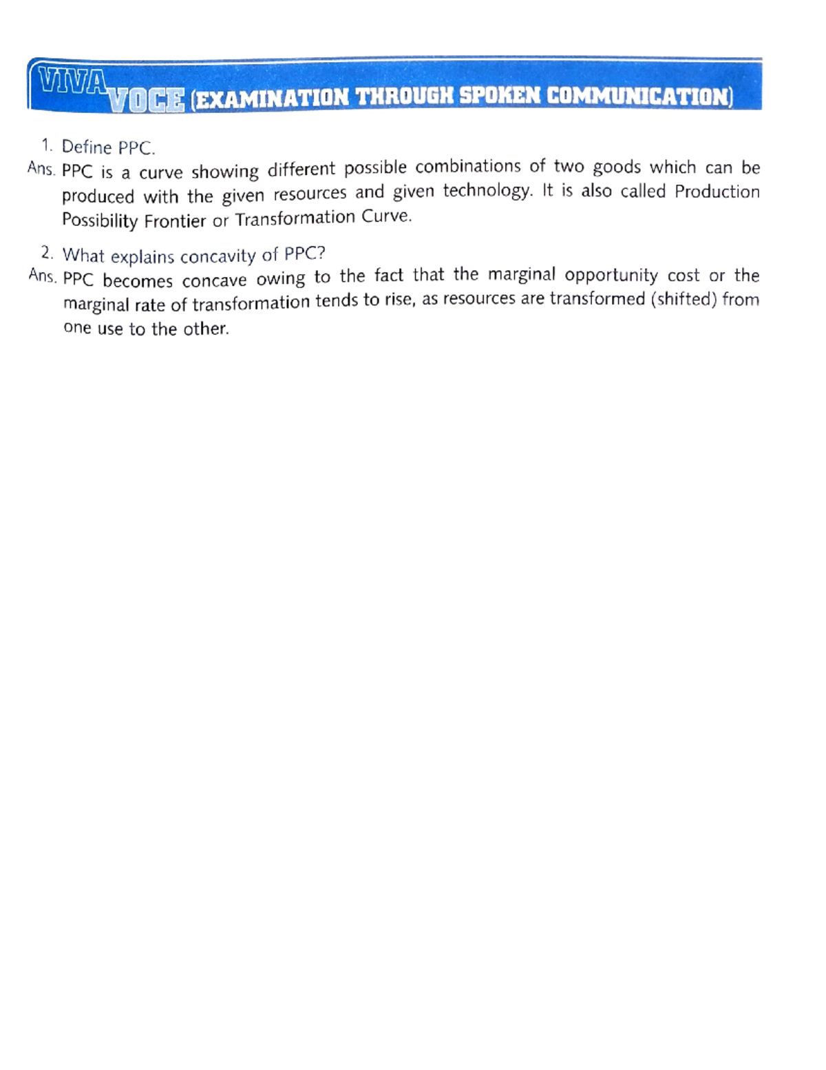 PPC Viva Voce Questions: Understanding the Production Possibility Curve ...