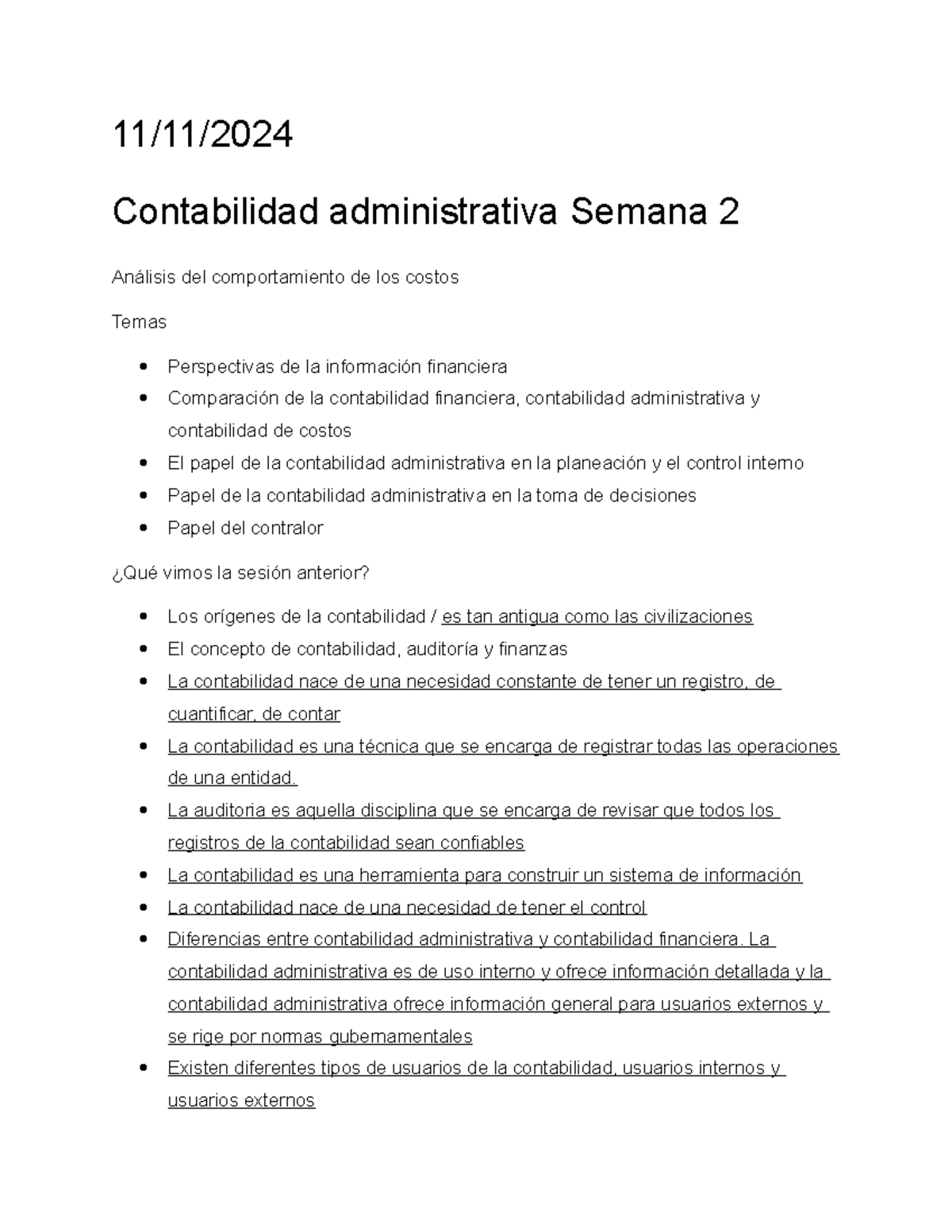 Apuntes AV2: Contabilidad Administrativa y Costos - Semana 2 - Studocu