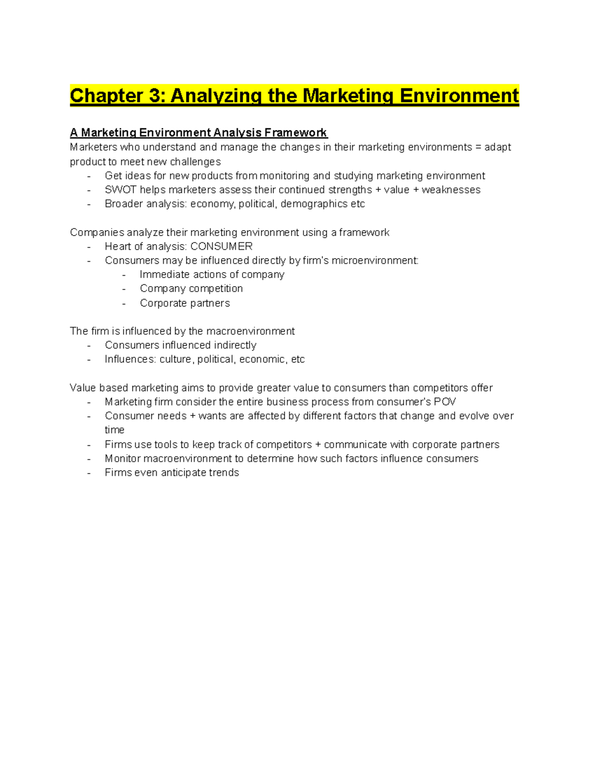 MOS2320 chapter 3 textbook notes - Chapter 3: Analyzing the Marketing ...