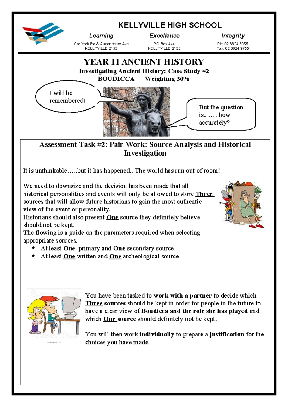 YEAR 11 ANCIENT HISTORY Case Study: Boudicca Source Analysis Task - Studocu