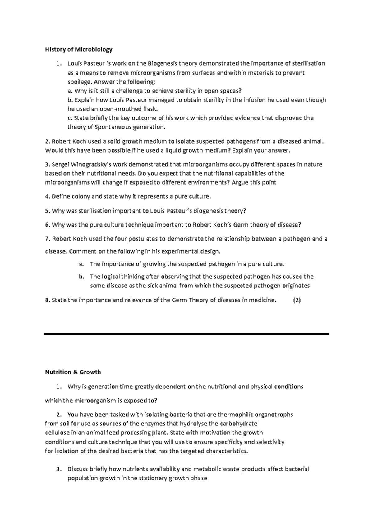 Study Questions for Microbiology 101: Key Concepts and Theories - Studocu