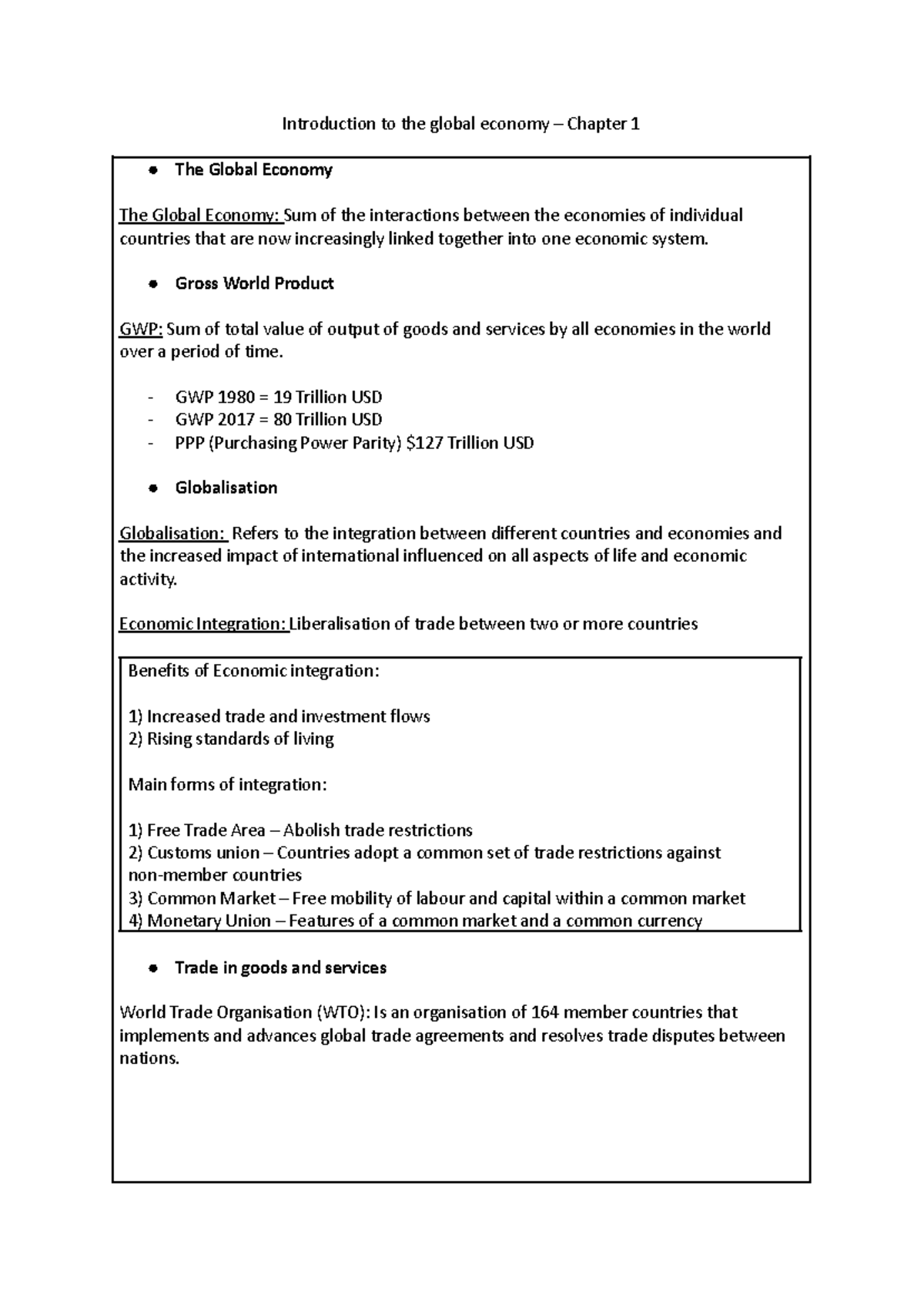 ECO 101: Chapter 1 - Introduction to the Global Economy Study Notes ...