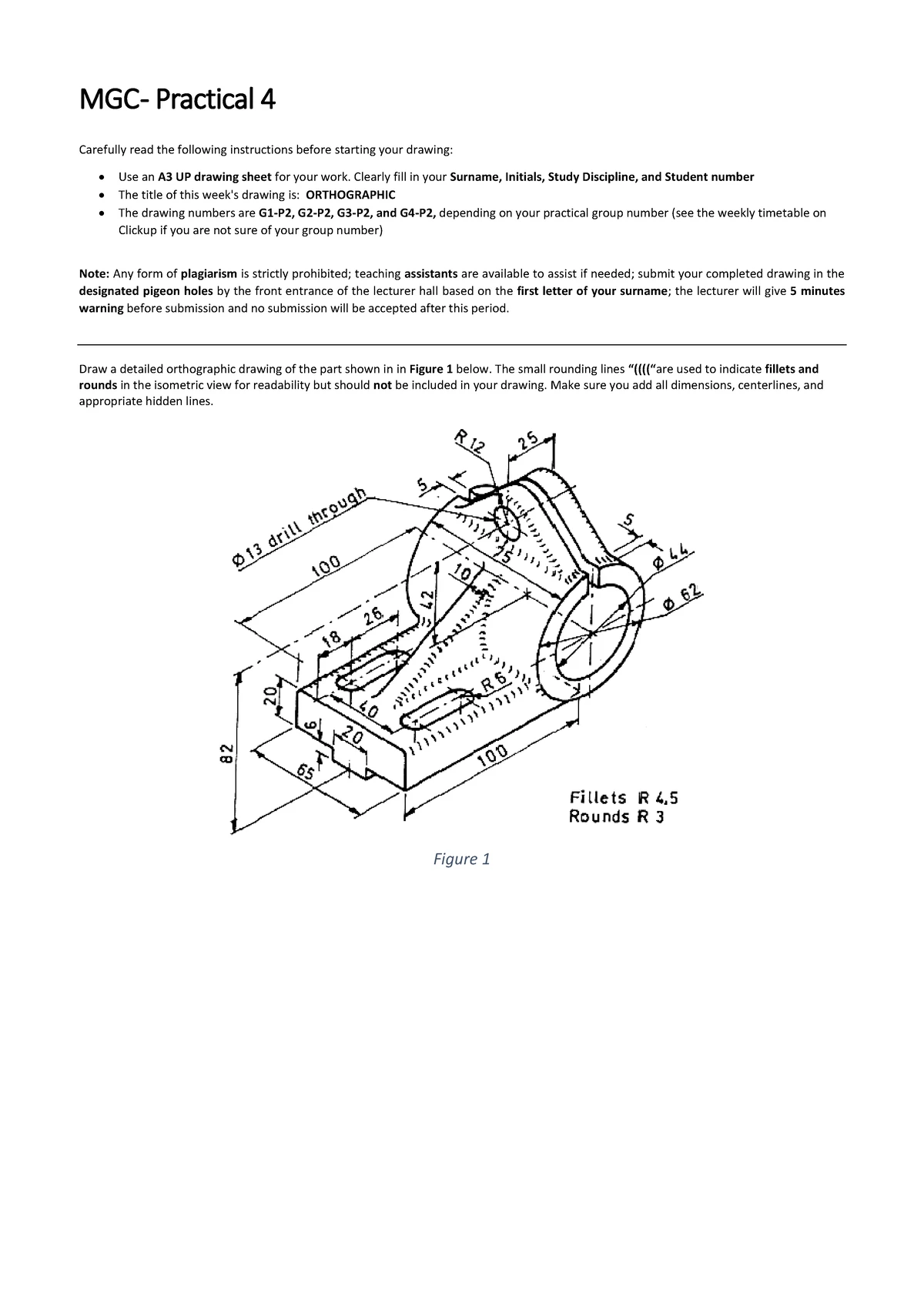 Practical 2: Ortho and Iso Drawing Instructions (G1&G2) - Studocu