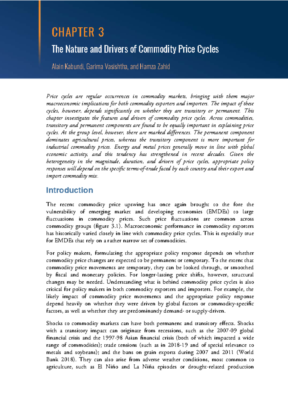CHAPTER 3: Analyzing Commodity Price Cycles and Their Drivers - Studocu