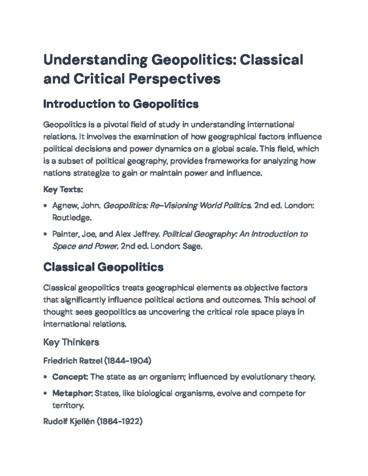 Understanding Geopolitics: Classical and Critical Perspectives (INTL ...
