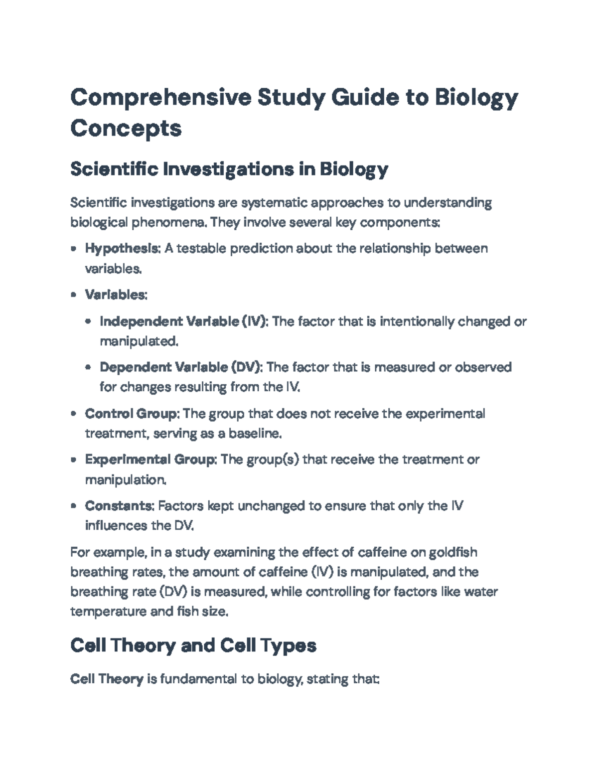 Comprehensive Biology Study Guide for Exam Prep (BIO 101) - Studocu