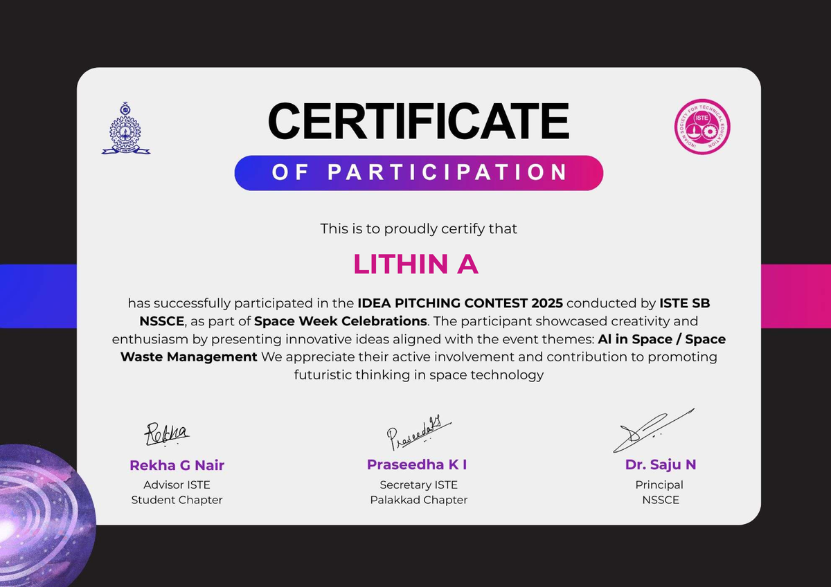 Certificate of Participation: Lithin A - Technical Training in ...