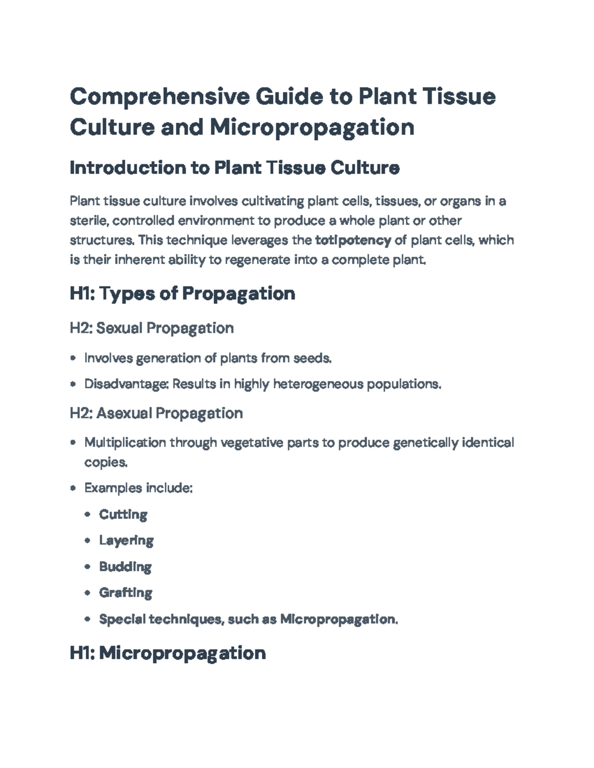 Comprehensive Guide to Plant Tissue Culture Techniques and Applications ...