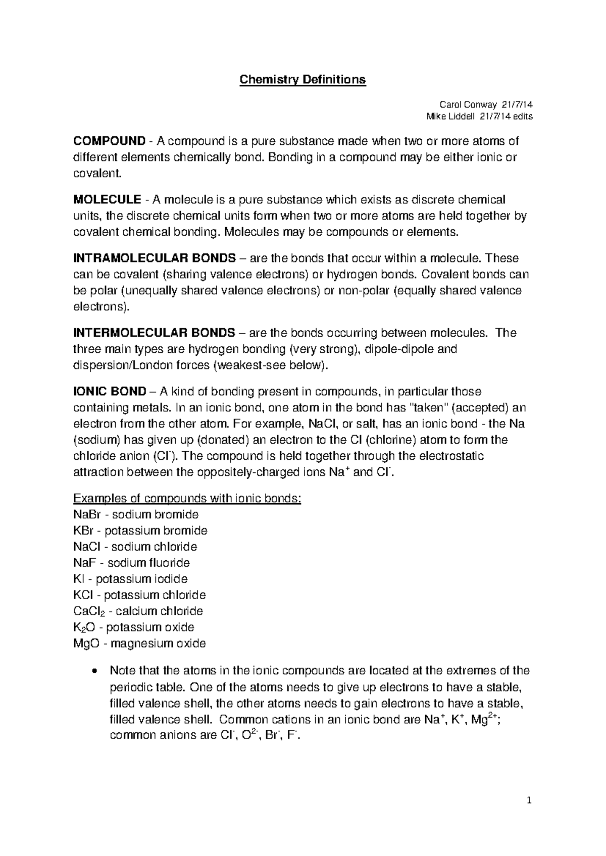 Chemistry Definitions: Key Terms & Concepts for Exam Prep - Studocu