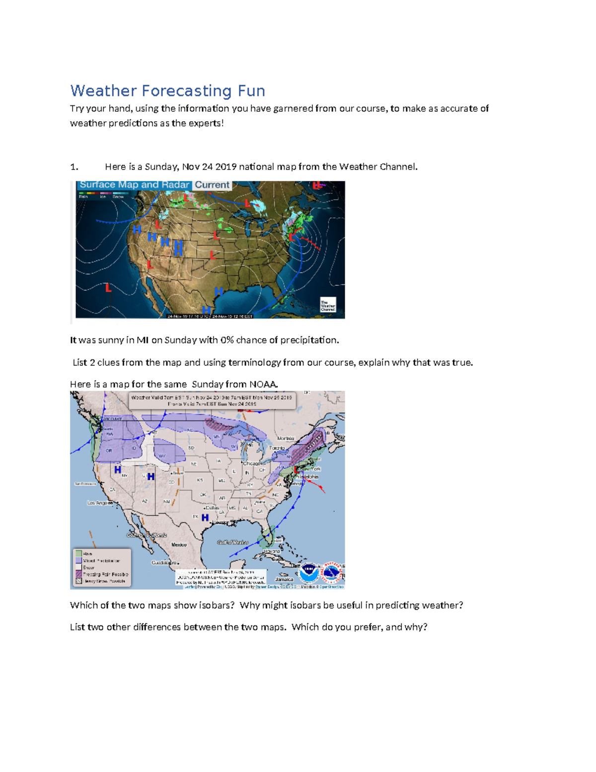 Weather Forecasting Practice: Analyzing National Maps - Studocu