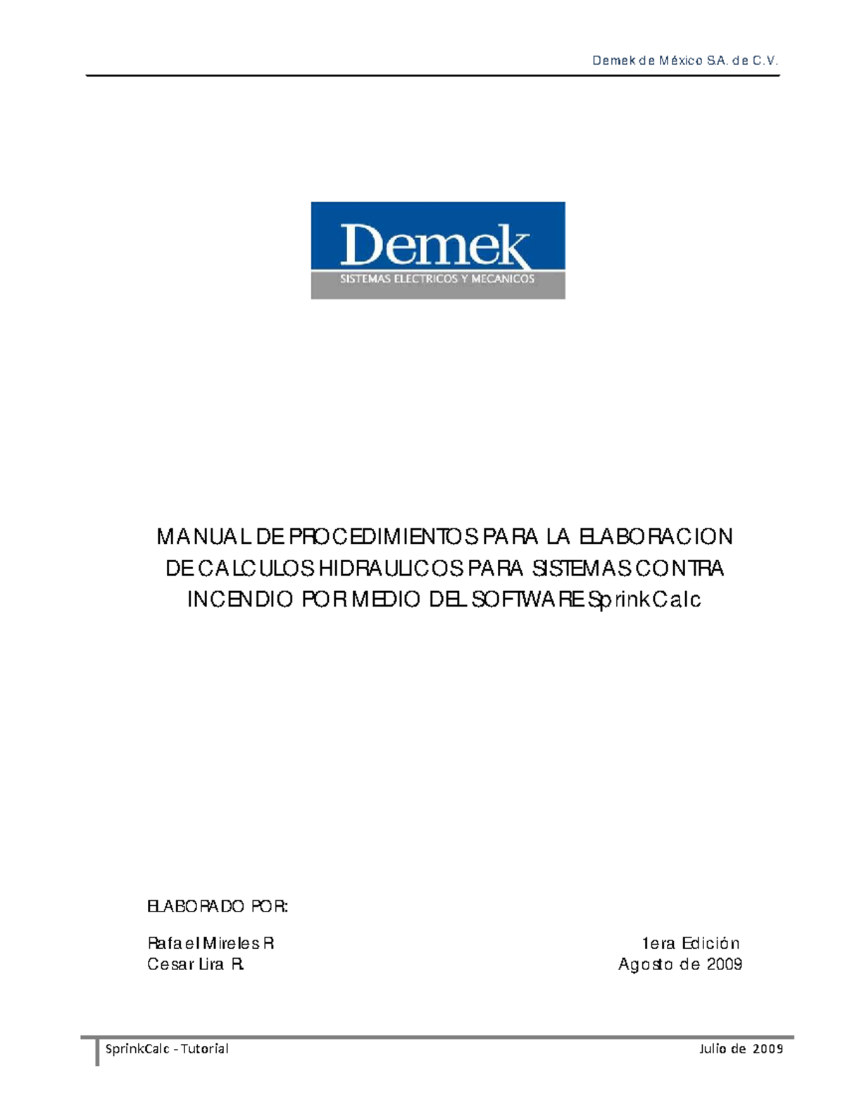 Manual de Procedimientos para Cálculos Hidráulicos - SprinkCalc - Studocu