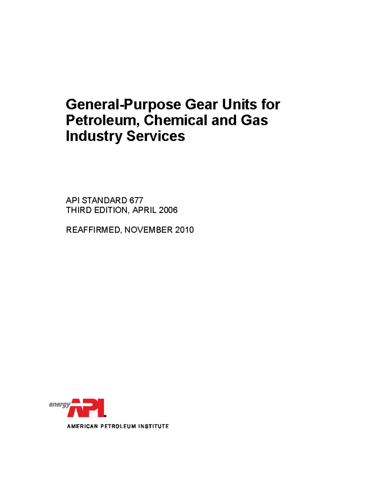 API 677-2006: Gear Units for Petroleum, Chemical & Gas Services - Studocu