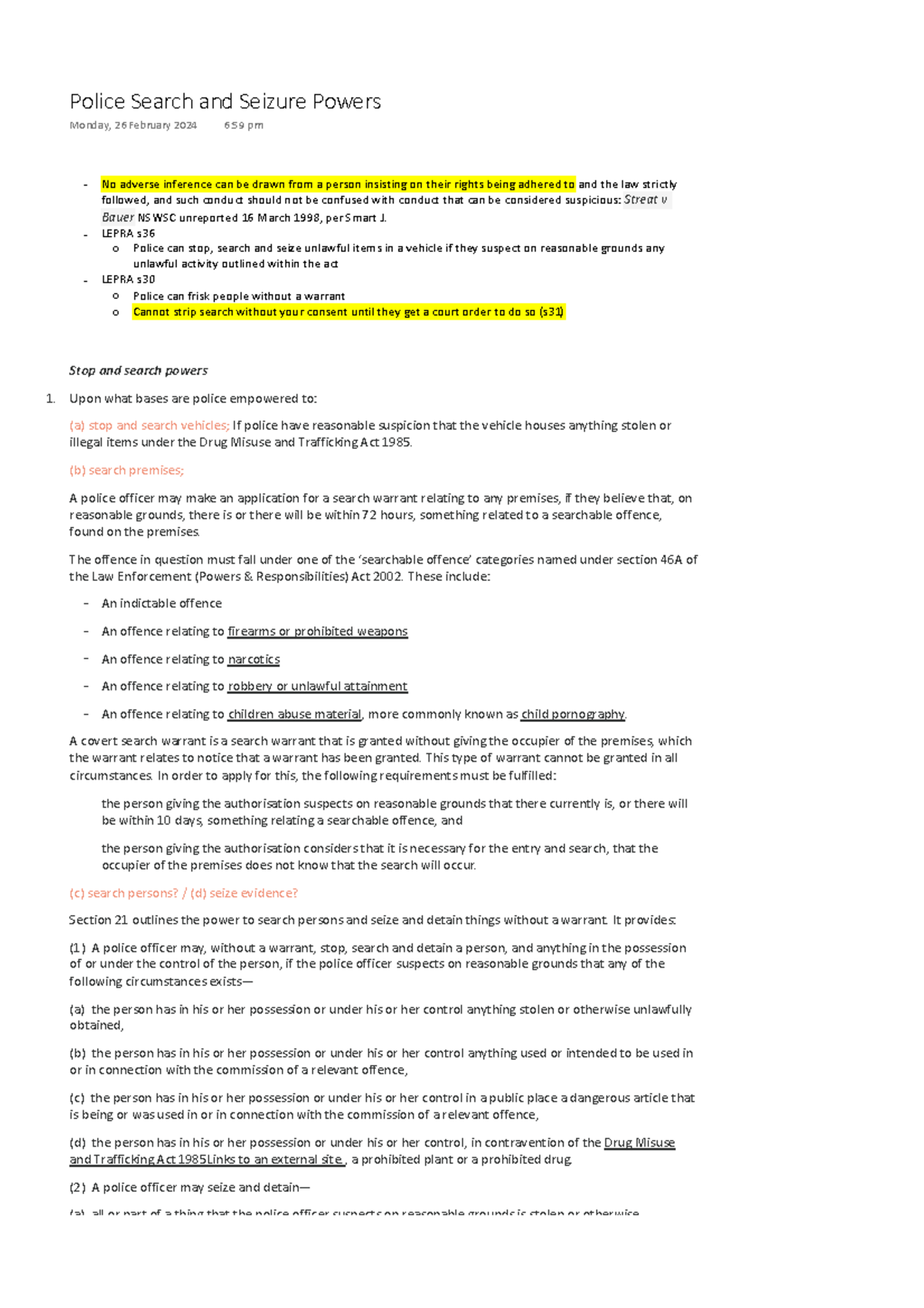 Police Search and Seizure Powers: Legal Framework and Case Analysis ...
