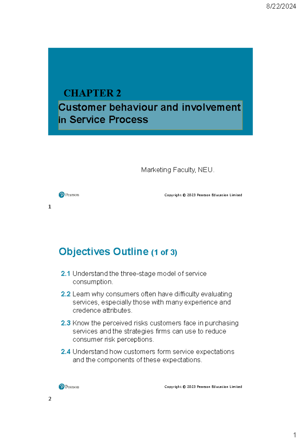 CHAPTER 2 Customer Behavior in Service Marketing - NEU - Studocu