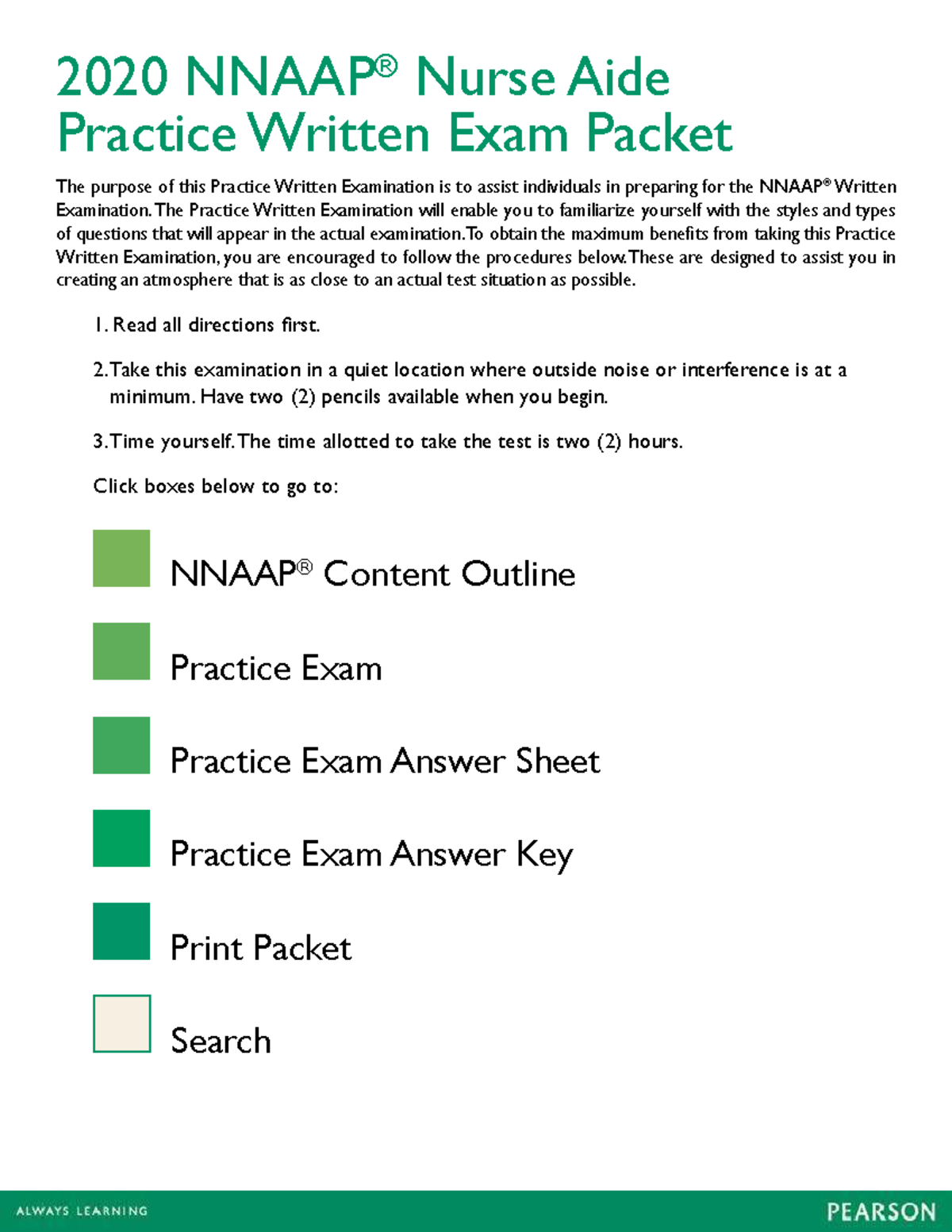 NNAAP® Nurse Aide Practice Written Exam Guide - Studocu