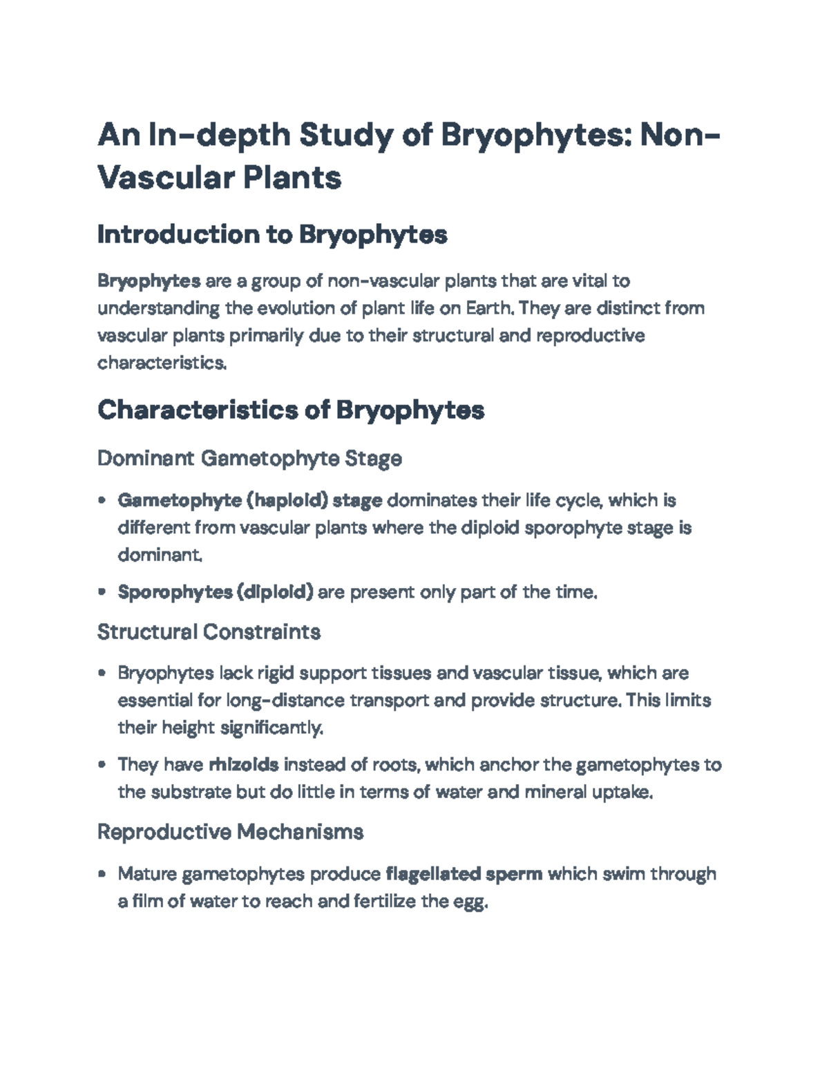 A Comprehensive Overview of Bryophytes and Plant Evolution (BIO101 ...