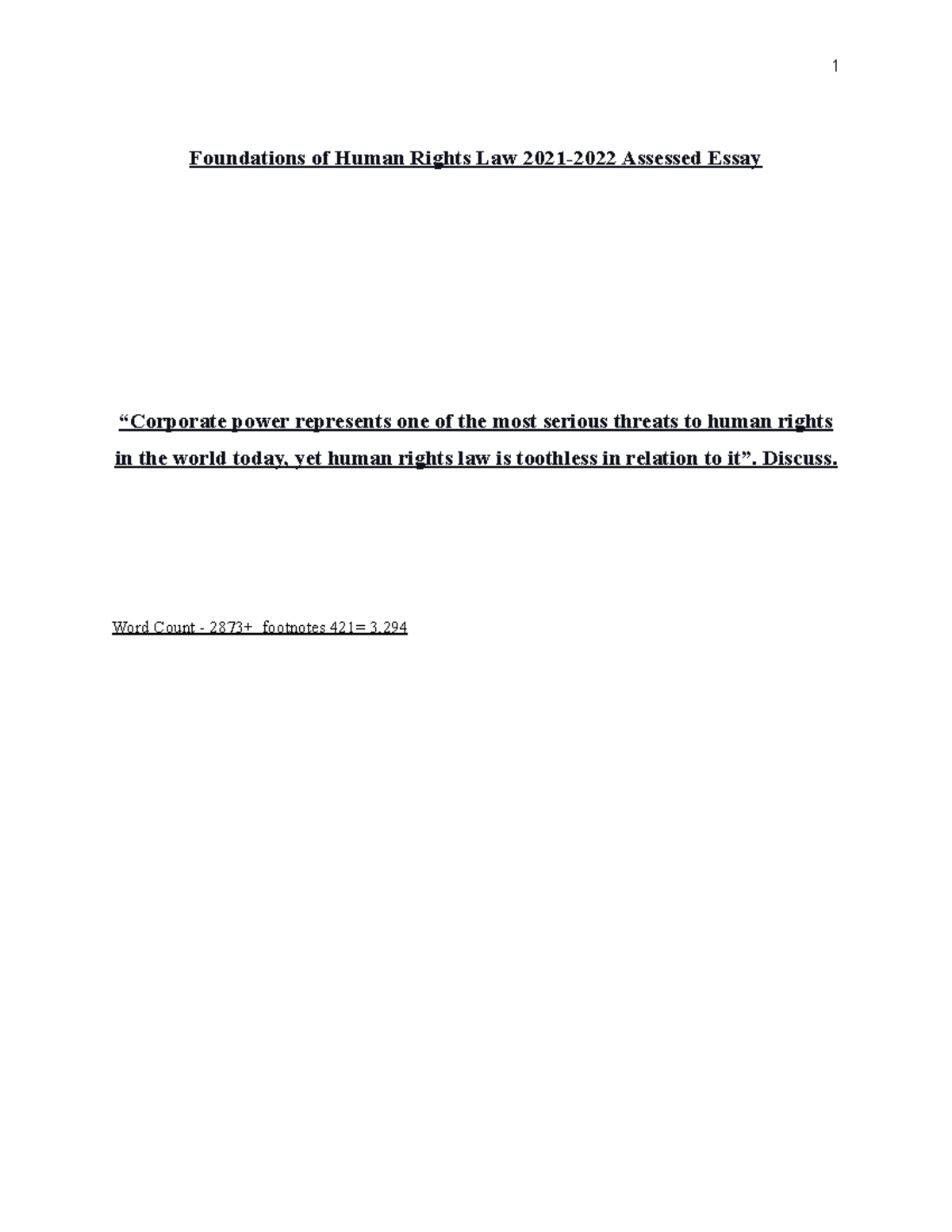 Foundations of Human Rights Law Assessed Essay - Foundations of Human ...