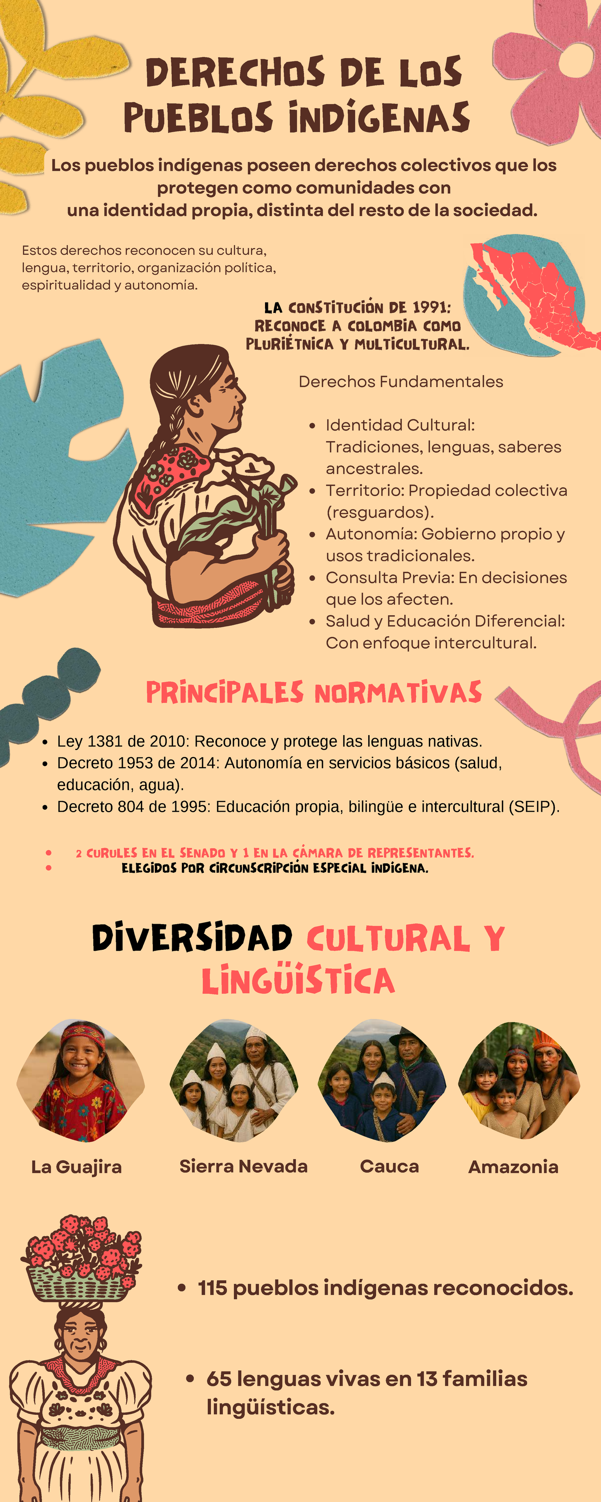 Derechos de los Pueblos Indígenas en Colombia: Infografía Colorida ...
