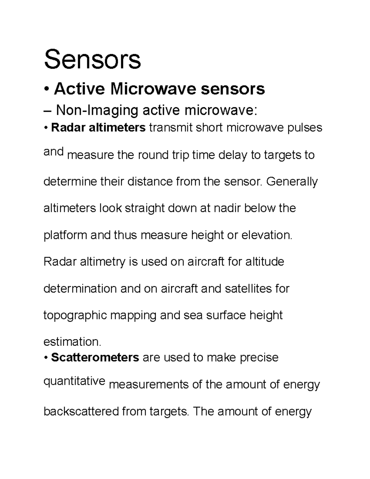 2.Sensors and Remotely Sensed Data Lecture Notes - Studocu
