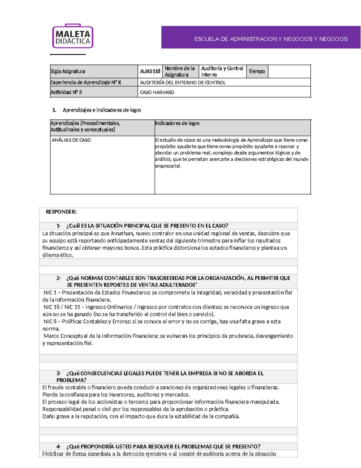 Evaluación Parcial 3 TRA5110: Informe de Auditoría del Control Interno ...
