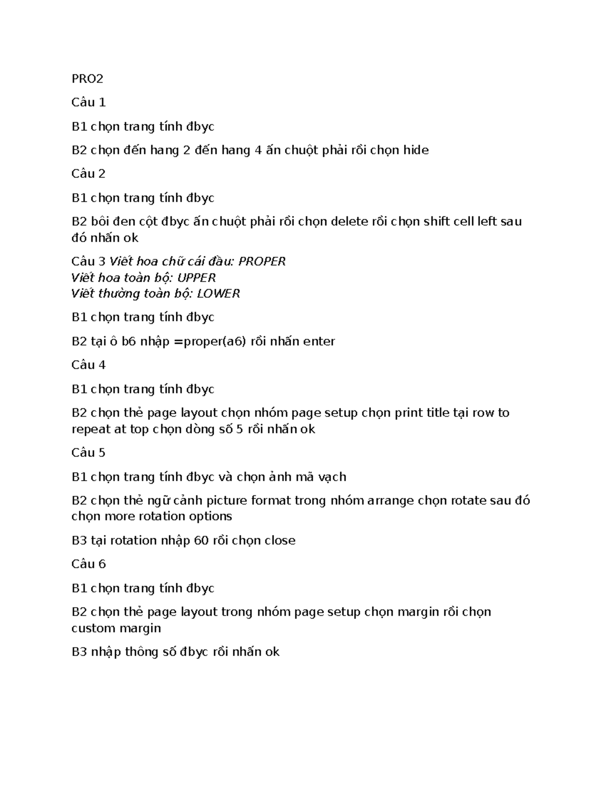 PRO2 Excel Exercises: Formatting and Page Setup Techniques - Studocu