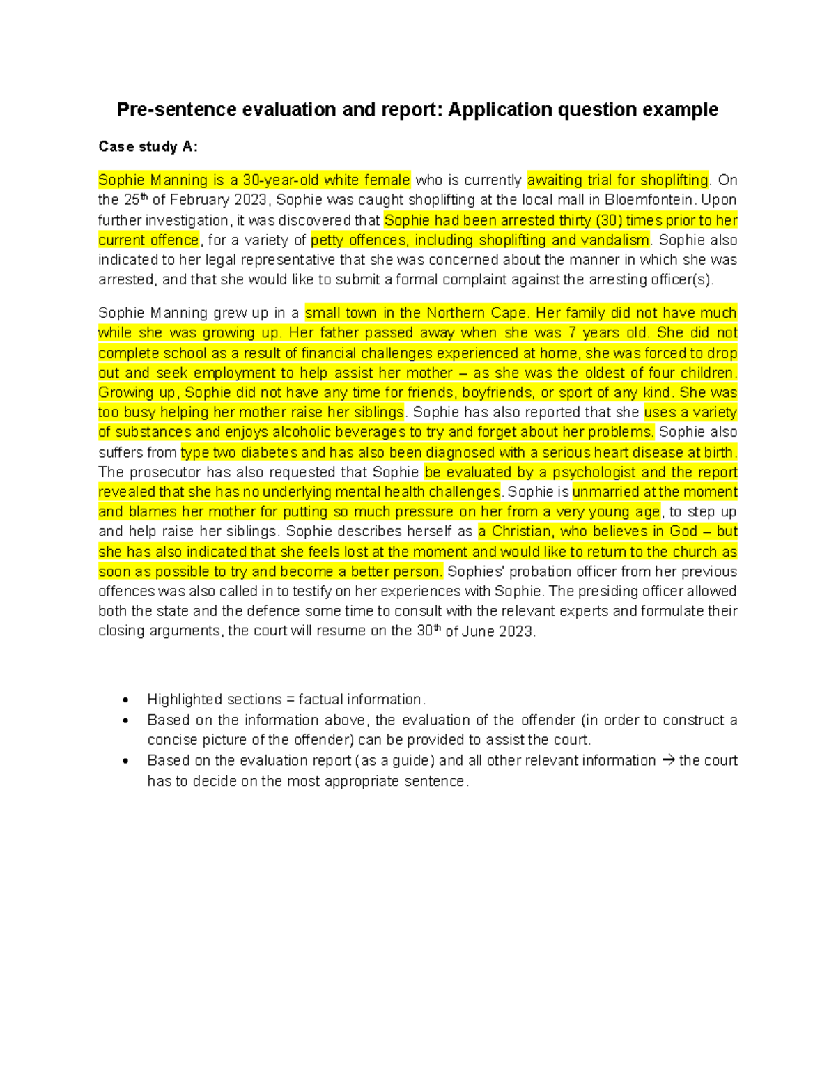 Pre-Sentence Evaluation Report: Case Studies of Sophie Manning & Jeremy ...