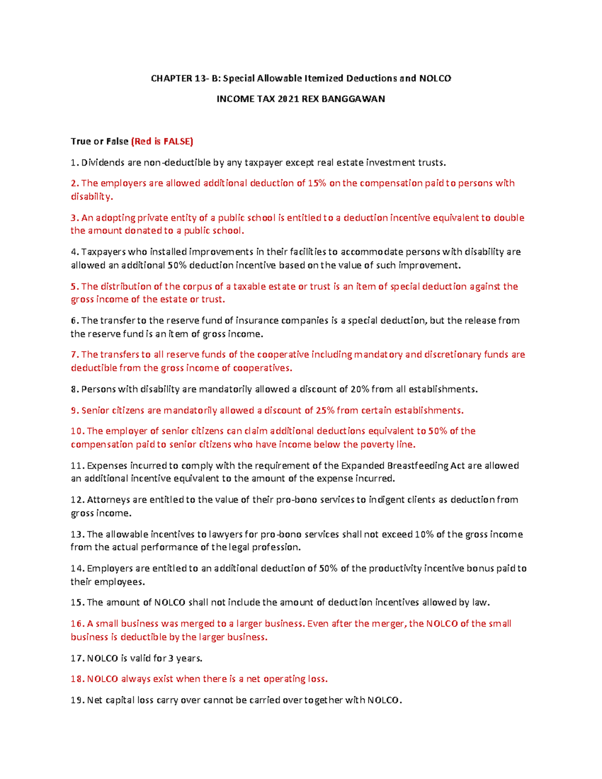 Chapter 13-B: Allowable Deductions & NOLCO in Income Tax 2021 - Studocu